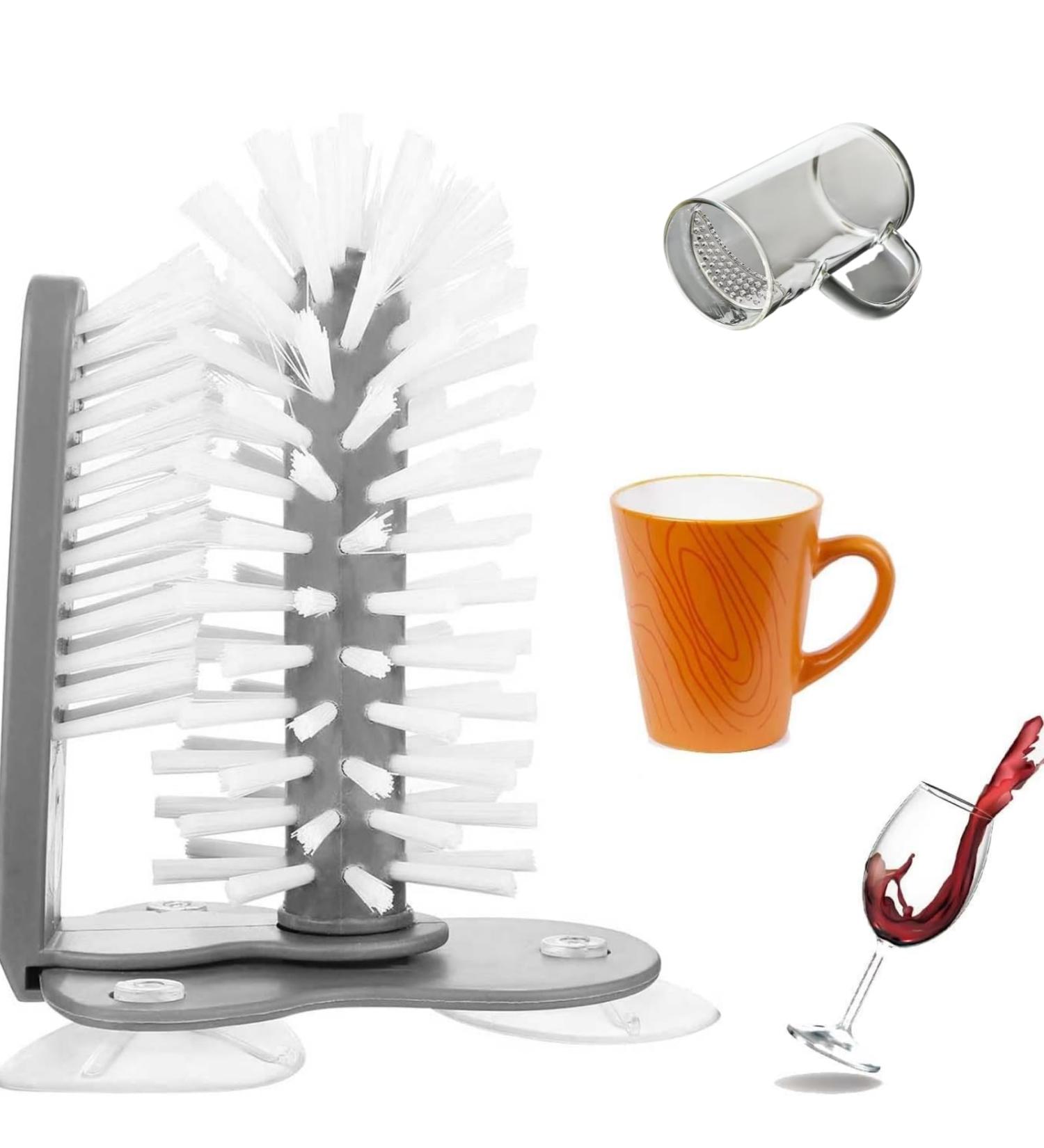 CaiYuanS Suction Cup Washing Brush Glass Cleaning Brush Kitchen Rotating Water Cup Tea Cup Brush Cup Washing Brush Multifunctional Cleaning Brush Grey - Buy Online on GoSupps.com
