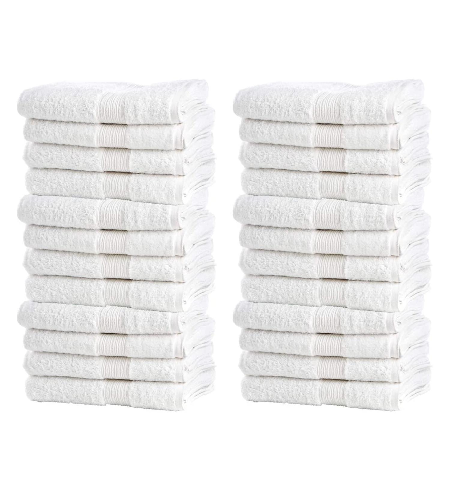 Bulk Spa White Washcloths   Set of 24   Size 12  x 12    Thick Loop Pile Washcloth   Absorbent and Soft 100% Ring-Spun Cotton Wash Cloth   Lint Free Face Towel   Wash Cloths Perfect for Bathroom