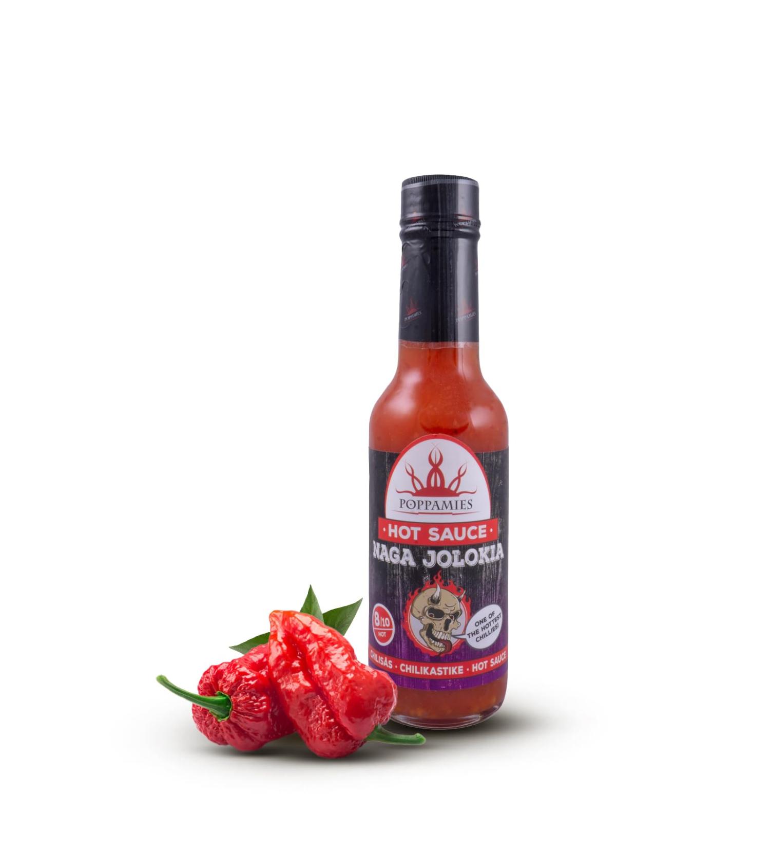 Poppamies Naga Jolokia Hot Sauce - Gluten-Free Vegan & Spicy 8/10 - 150ml | International Shipping - Buy Online on GoSupps.com