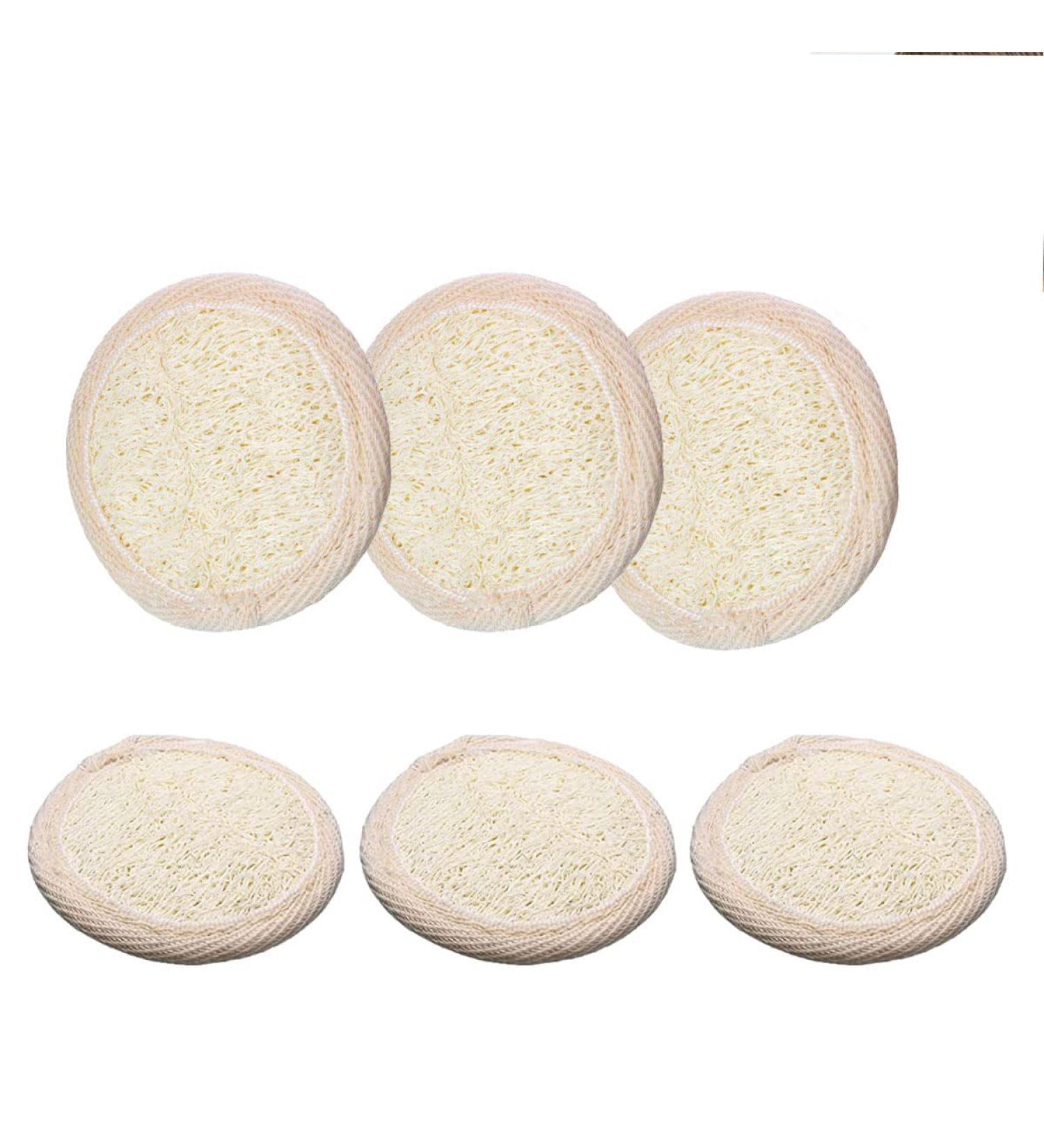 6 Pack Natural Exfoliating Facial Loofah Pads - Reusable Luffa Scrubber Rounds for Face Cleansing and Makeup Removal - Eco-Friendly Men Women - Buy Online on GoSupps.com