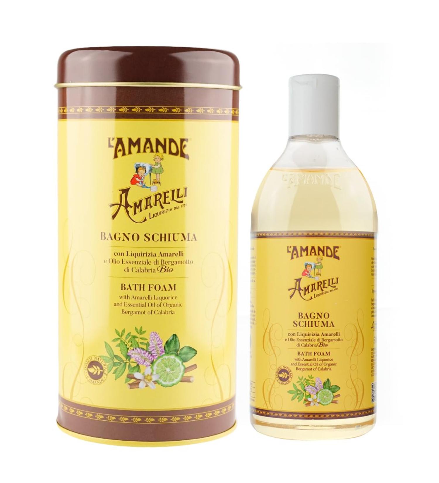 L'Amande L'AMANDE - Bubble bath for men and women in a box with licorice and organic bergamot essential oils cleansing gel and moisturizing delicate body natural foam bath dermatological pH 500 ml