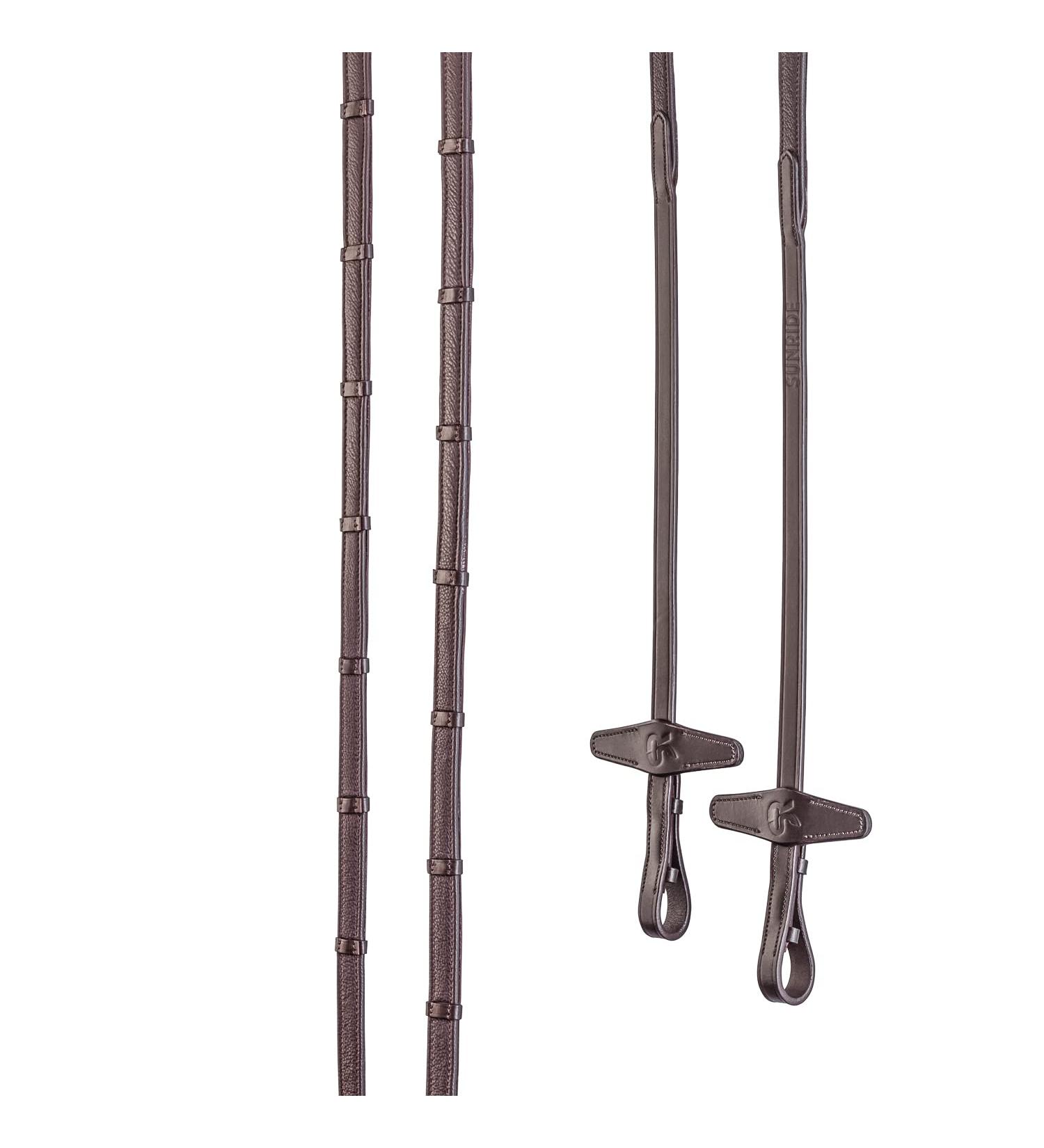 Buy SUNRIDE Divisible Rubber Reins for Horses - Soft Genuine Leather & Non-Slip Rubber (Full 280 cm Brown) - International Shipping Available - Buy Online on GoSupps.com