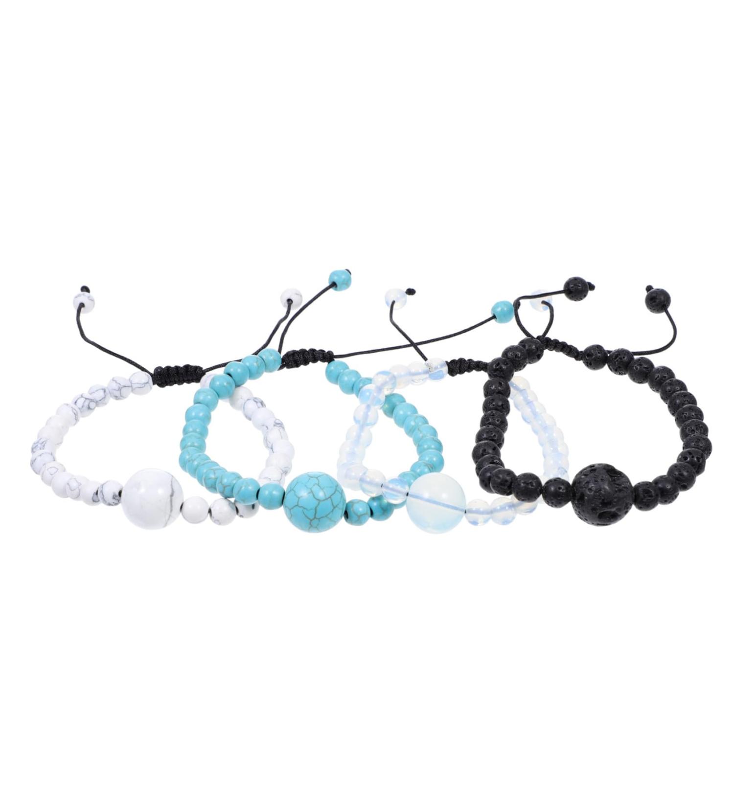 Lurrose Nausea Bracelet 4pcs - Anti Motion Sickness Beaded Wrist Bands for Car, Seasickness, and Travel - Adjustable Handmade Crystal Bead Bracelet - Buy Online on GoSupps.com