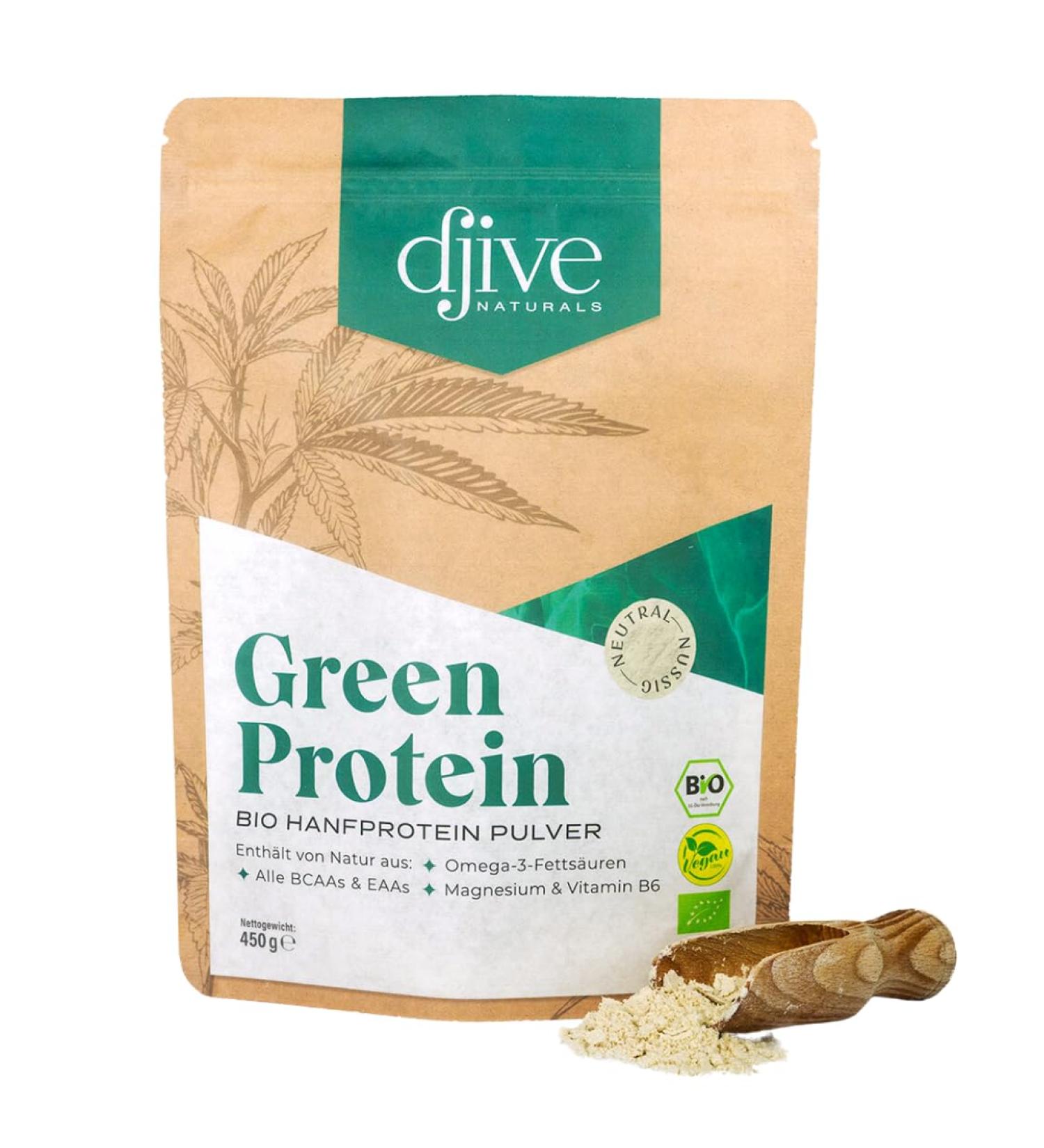 Buy Djive Naturals Vegan Organic Hemp Protein 62% - Natural Delicious & Versatile (450g) - International Shipping - Buy Online on GoSupps.com