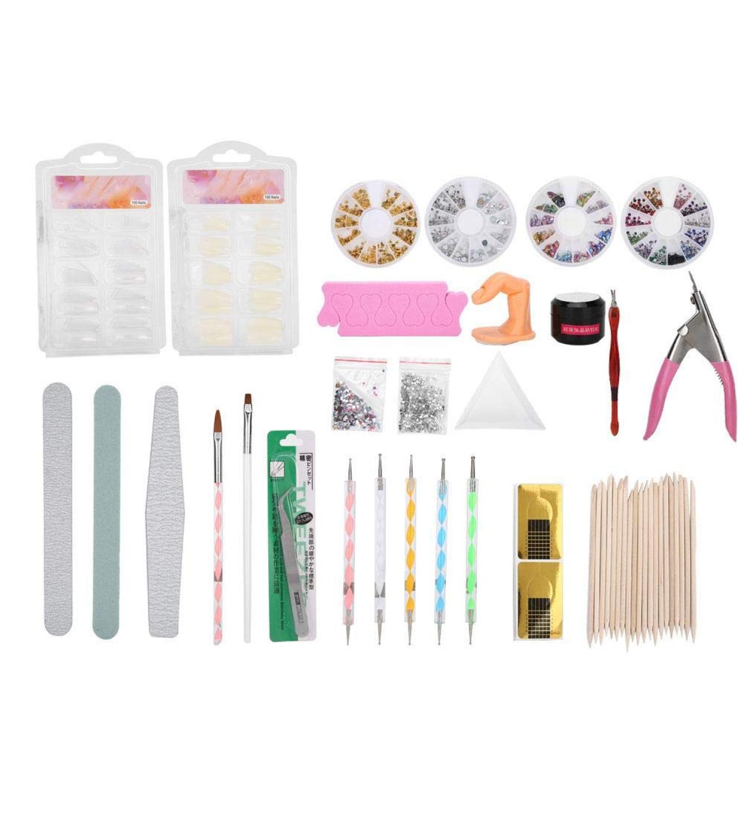 Professional 17-Piece Nail Art Set - DIY Kit with Rhinestones Nail File Acrylic Pen & Clipper for Stunning Nail Designs - Buy Online on GoSupps.com