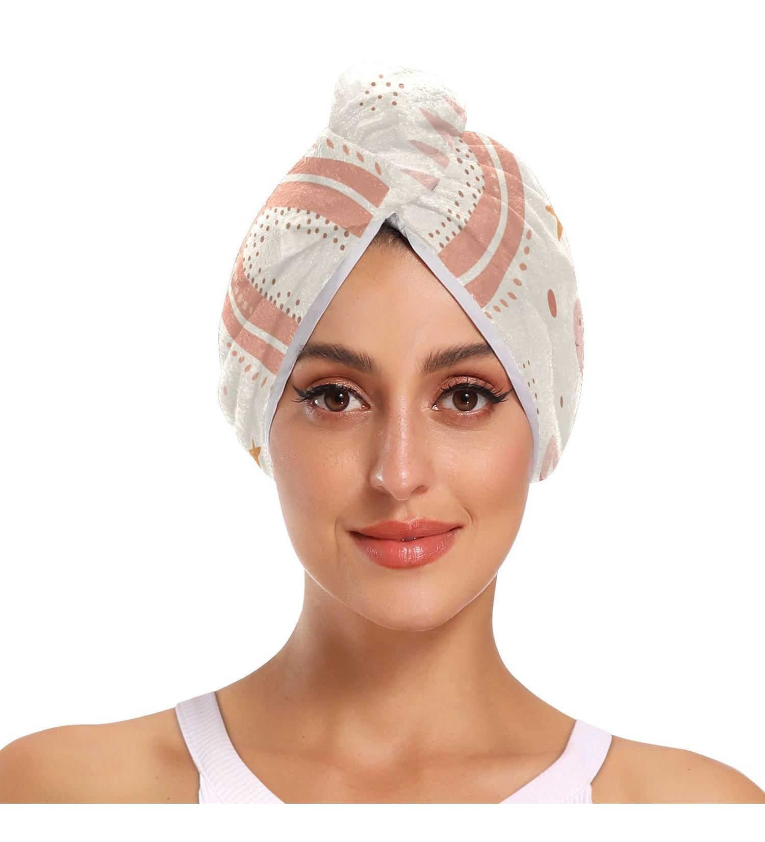 Unicorn Rainbow Stars Hair Towel 2 Pack - Super Absorbent Quick Dry Hair Turbans for Women & Girls - Buy Online on GoSupps.com