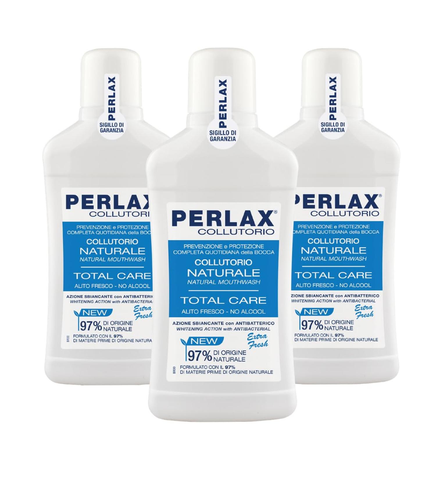 Perlax Natural mouthwash Total care breath - no alcohol brightening with antibacterial form factor with 97% raw materials of natural origin 500 ml pack with 3 pieces