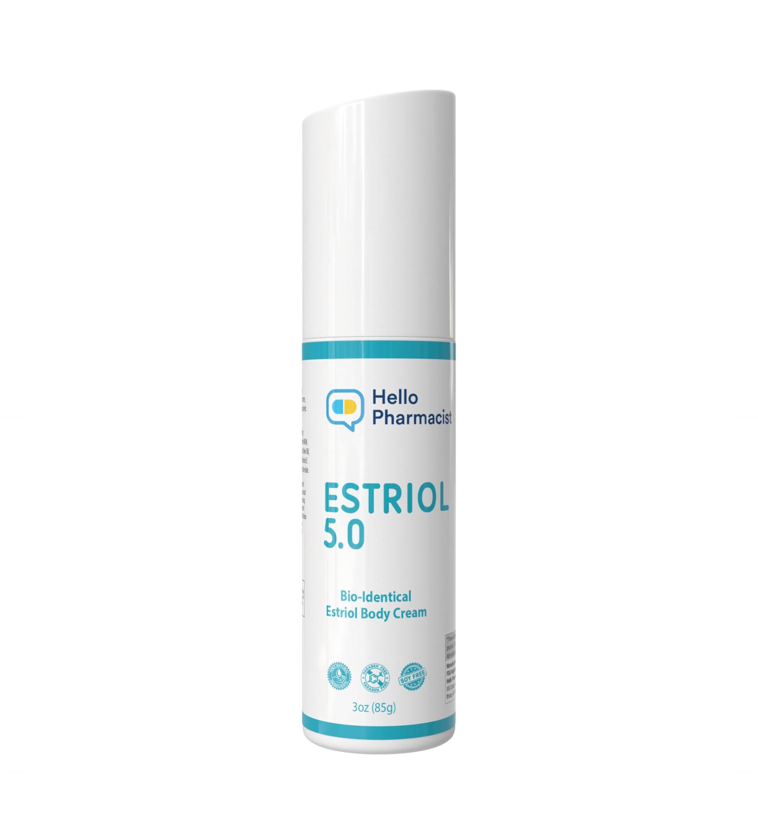 HelloPharmacist Natural Bioidentical Estriol 5.0 Professional Cream for Women - Menopause Support - Added Moisturizers & Hyaluronic Acid - 3 Ounces - Trusted Brand - Buy Online on GoSupps.com