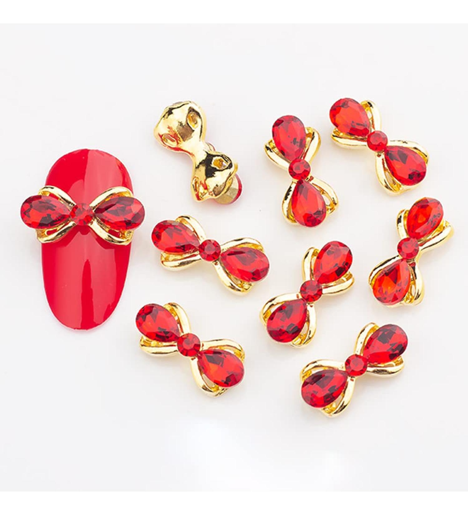 10pcs 3D Nail Art Crystal Rhinestone Bow Big Gems Charms for Nail Art Decoration Jewelry Sparkle Craft DIY Beads (#3028 10pcs)