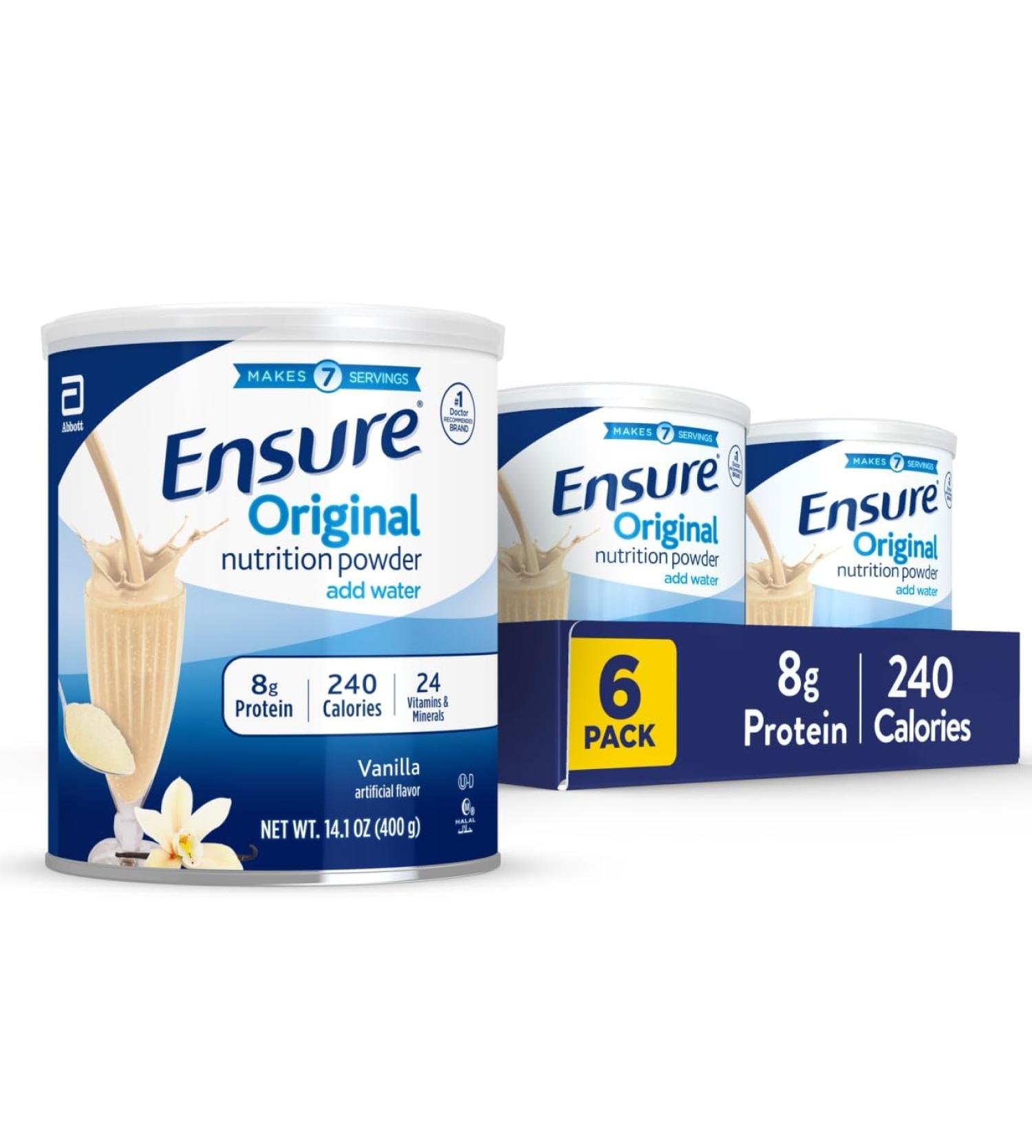 Ensure Original Nutrition Powder | Vanilla Protein Powder | Small Meal Replacement Shake Mix | 8g Protein 24 Vitamins & Minerals | Immune Health | 14.1 oz -pack of 6 14.1 Ounce (Pack of 6) - Buy Online on GoSupps.com