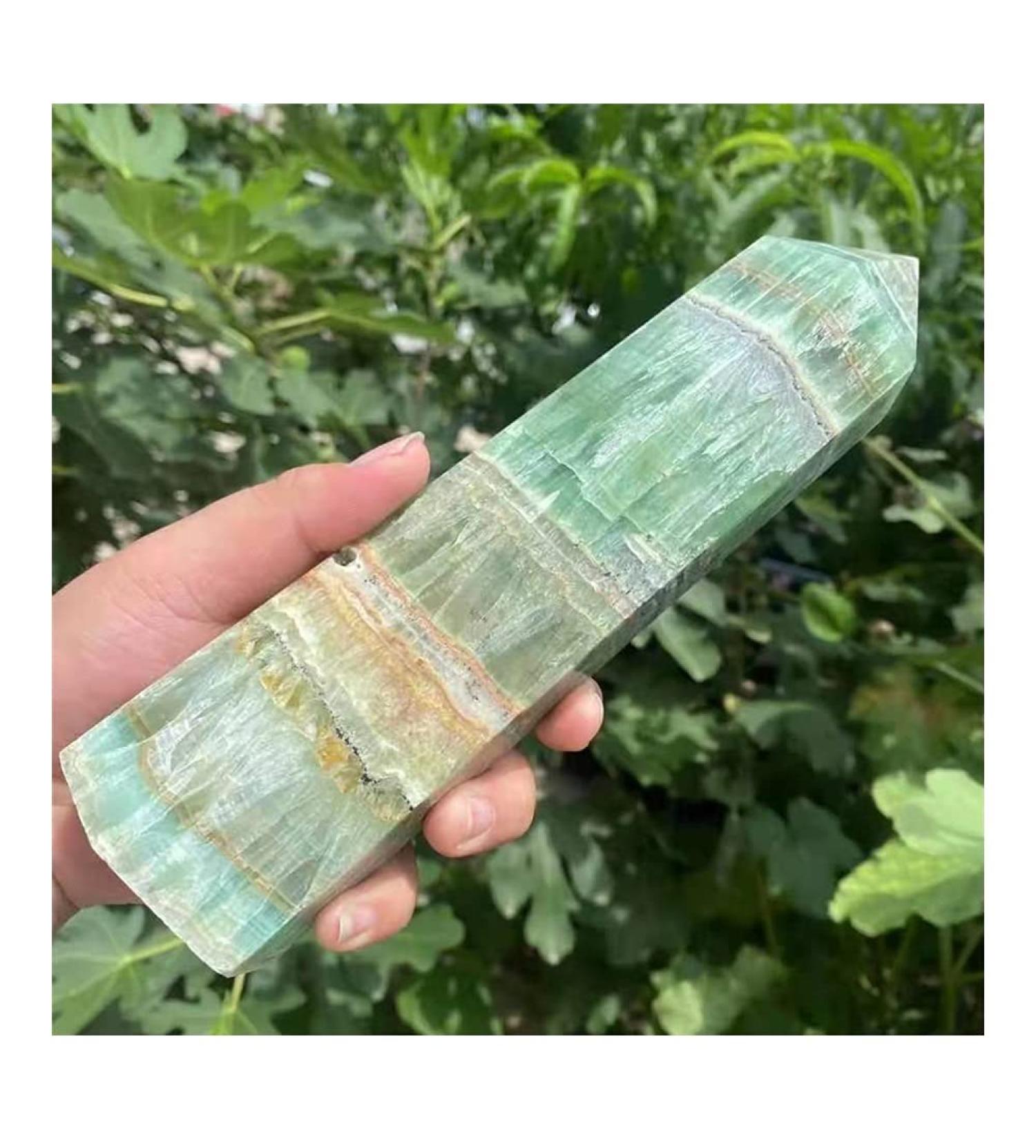 Jukuckv Green Lime Crystal Column - Natural Healing Decoration Gift (900-950g) for Spiritual Support - Buy Online on GoSupps.com
