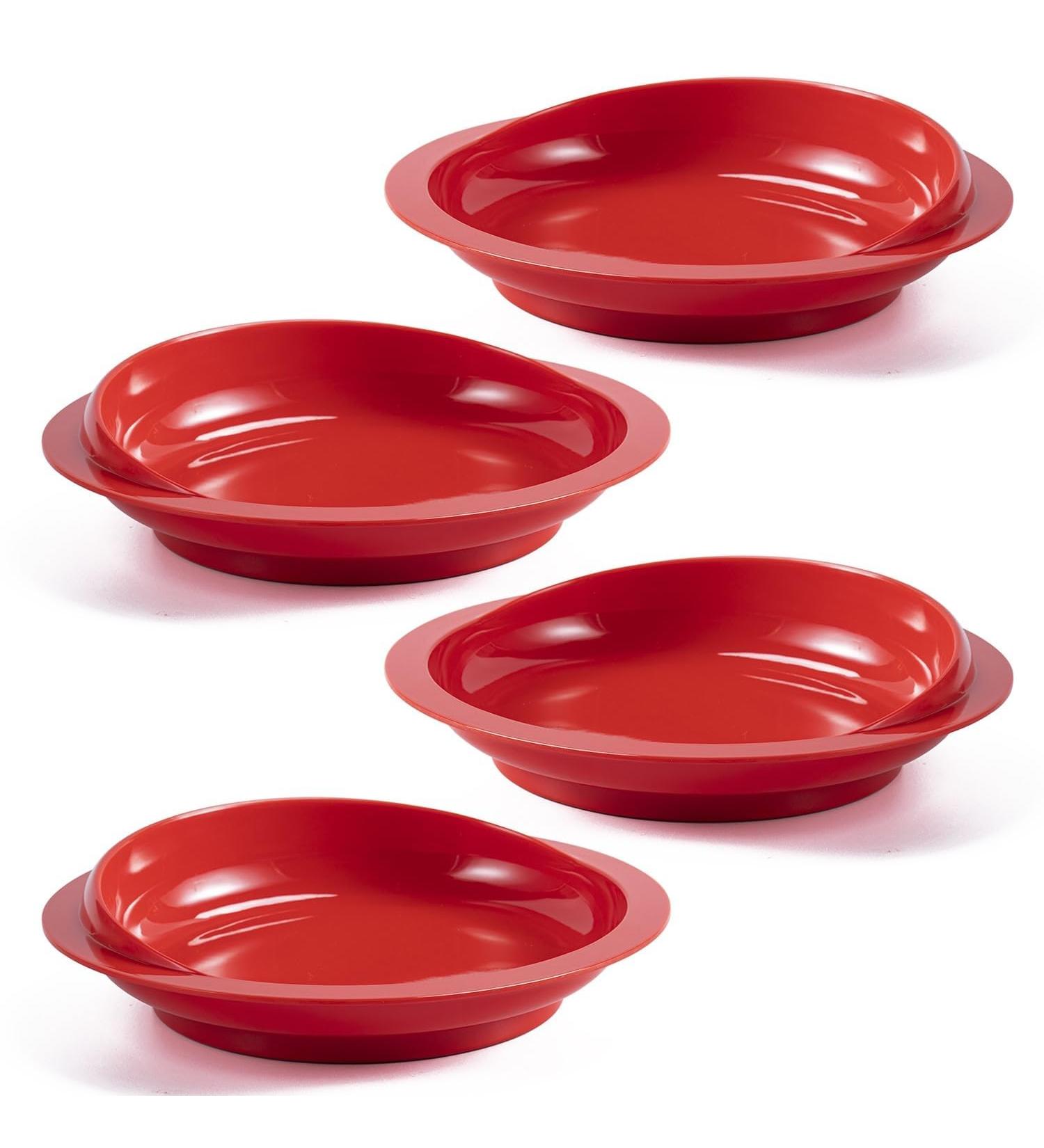Aquashielding Spout-Proof Shovel Plates for Disabled Adults - Wave Edge Design Ideal for Simple Meals | Red (1 PC) - Buy Online on GoSupps.com