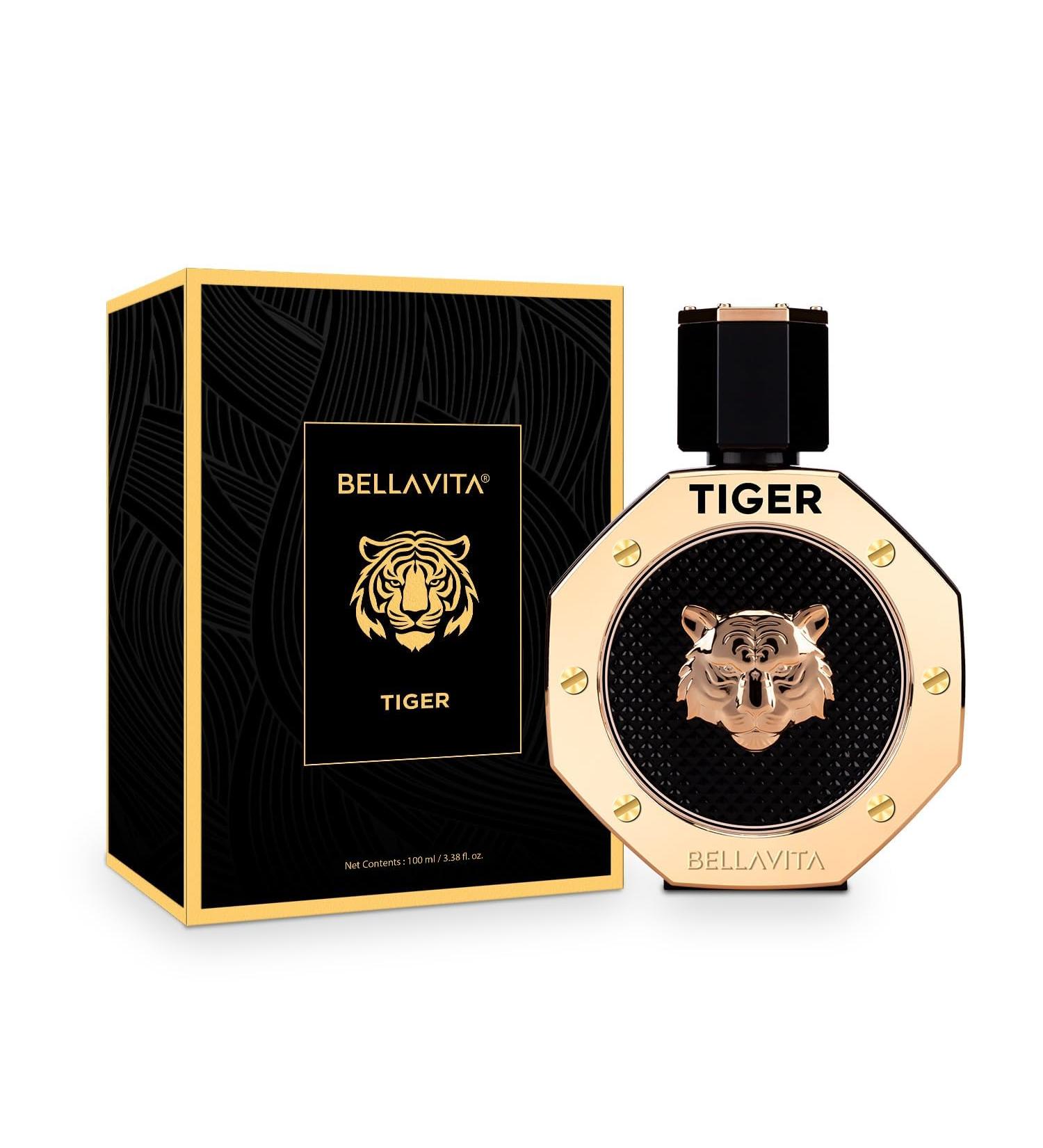 BellaVita Luxury TIGER Perfume for Men (3.38 Fl.oz) | Amber OUD Patchouli Bergamot Lavender & Agarwood | Premium Lasting Men's Fragrances | Eau de Parfum gift for Men | Woody & Smooth Mens Purfume - Buy Online on GoSupps.com