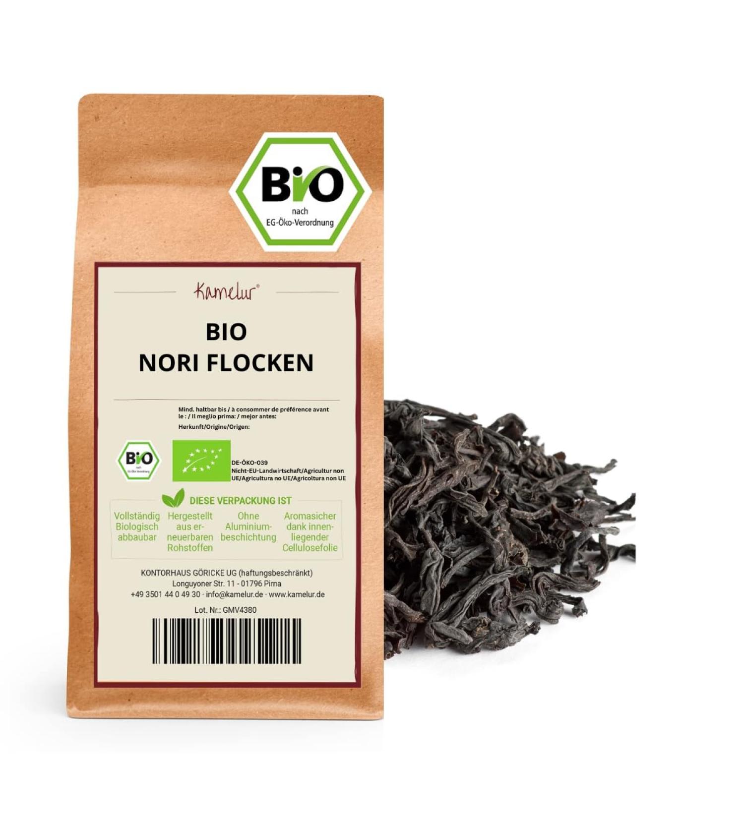 Organic Nori Flakes 100g - Pure Seaweed Leaves Additive-Free & Biodegradable Packaging - Kamelur - Buy Online on GoSupps.com