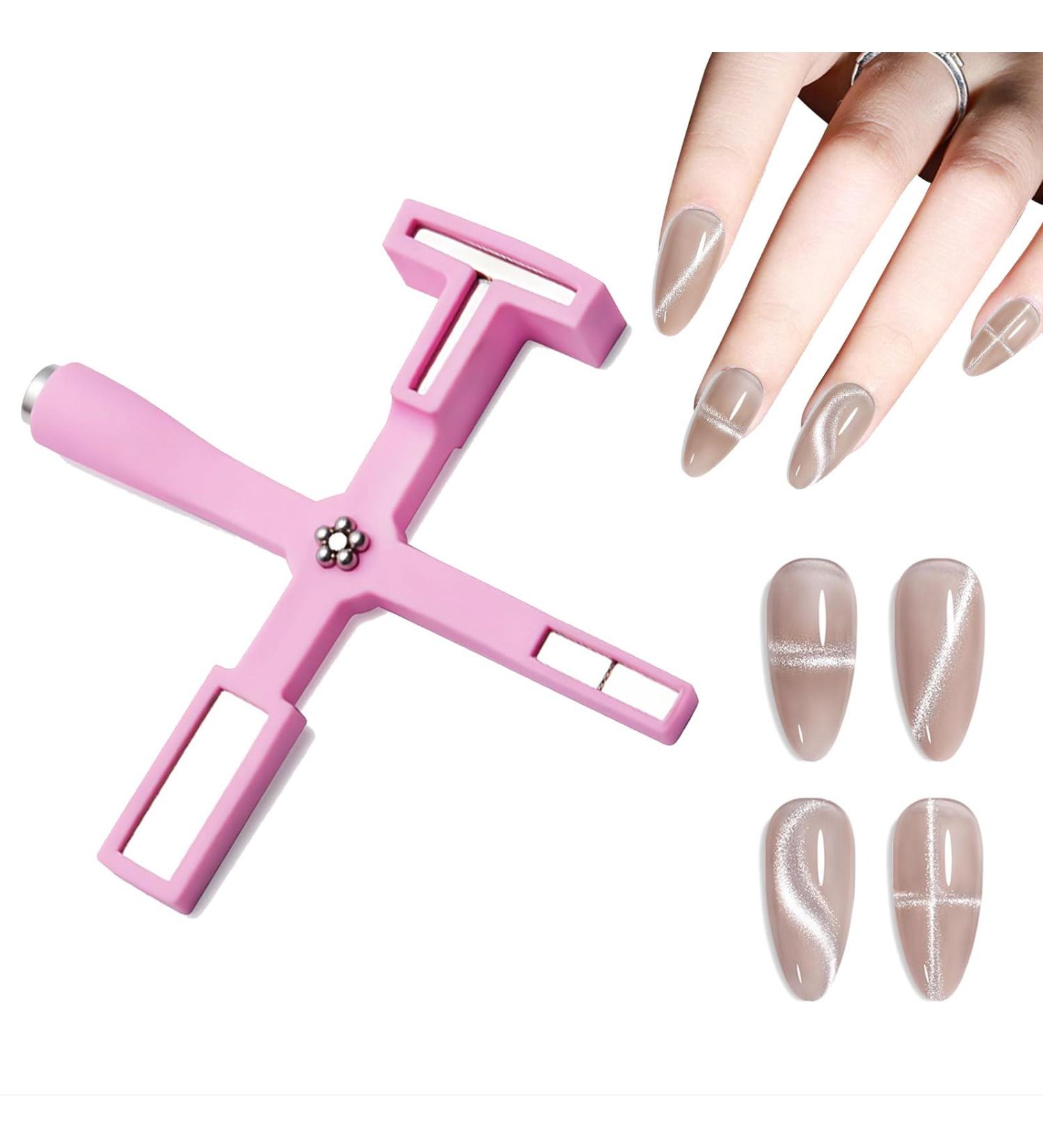 Goiern 5-in-1 Nail Magnet Tool - Magnetic Pencil for 3D Nail Art & Cat Eye Gel - DIY Nail Polish Set (Pink) - Buy Online on GoSupps.com