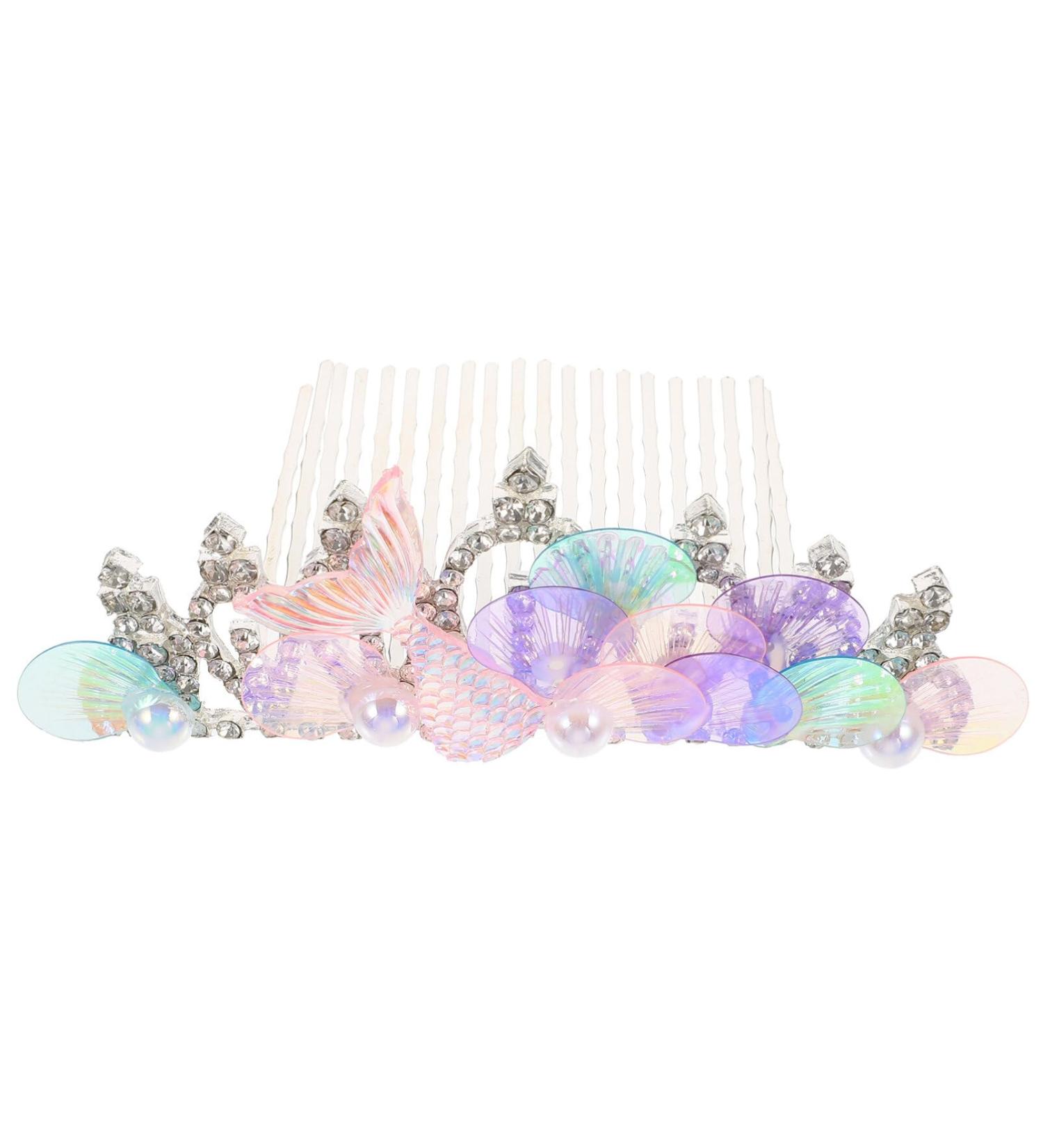 OATIPHO Rhinestones Mermaid Hair Side Comb Crystal Beach Themed Hair Side Comb Imitation Pearl Headdress Headwear for Women and Girls Party Costume - Buy Online on GoSupps.com
