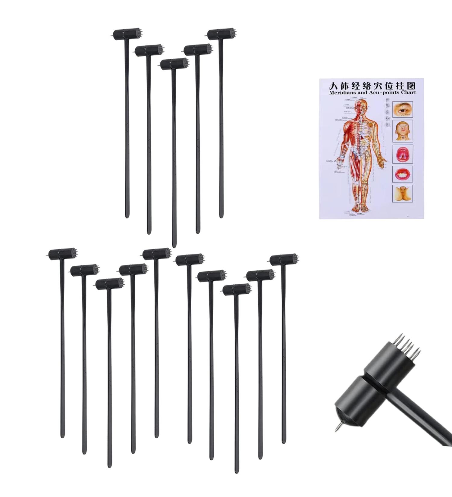7 Star N_eedle Acupuncture 7 Star N_eedle & Plum Blossom Dermal Hammer Width a Chart -Acupuncture Human Body Charts Meridians and Acupuncture Points (15PCS Width a Acupoint Chart) - Buy Online on GoSupps.com