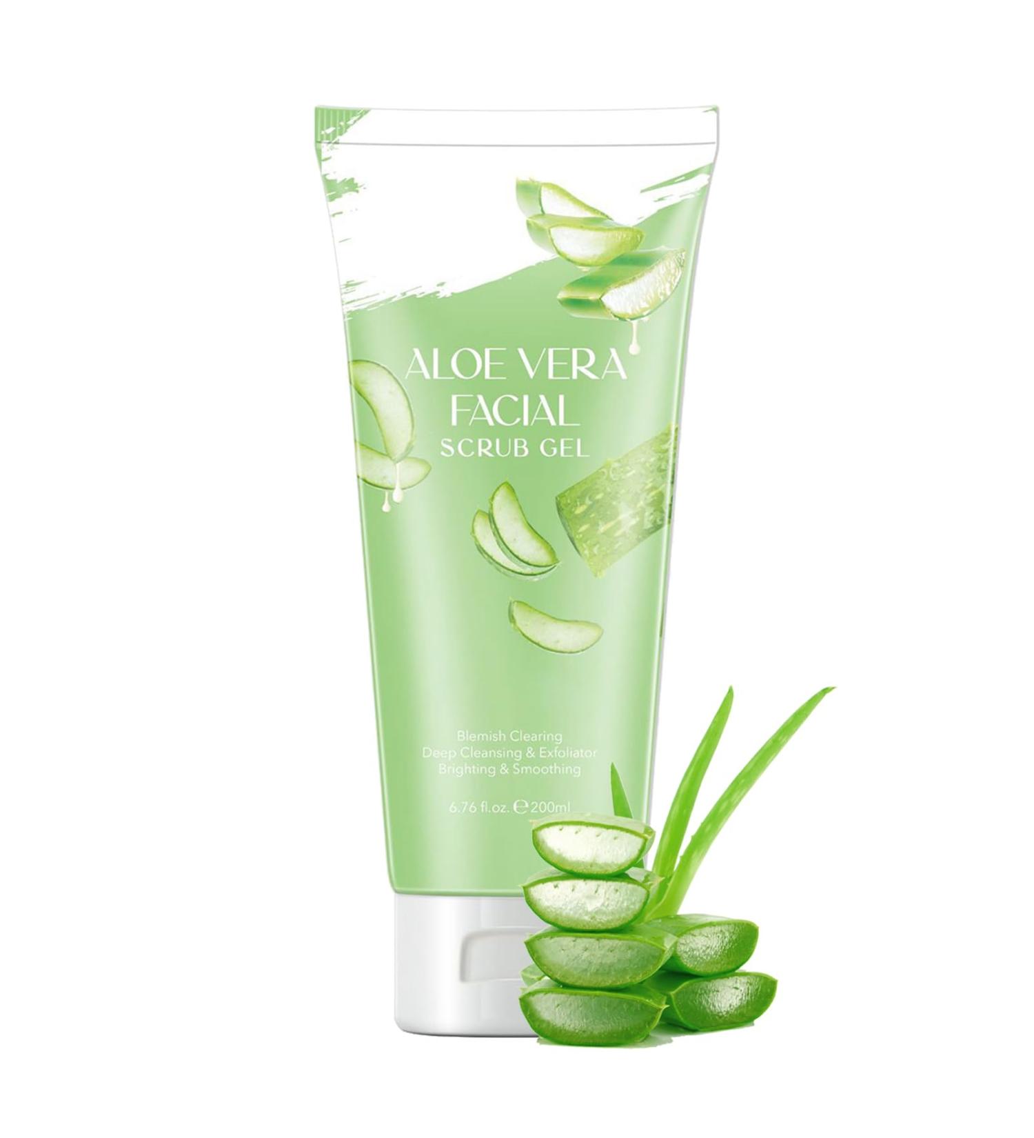 Aloe Vera Facial Scrub - Face Scrub Exfoliator - Aloe Vera Scrub Face Exfoliator - Dark Spot Remover for Face Scrub Gel - Clean Pore Dirt Oil Control - Moisturizing Hydrating Smooth Tender Refreshing - Buy Online on GoSupps.com