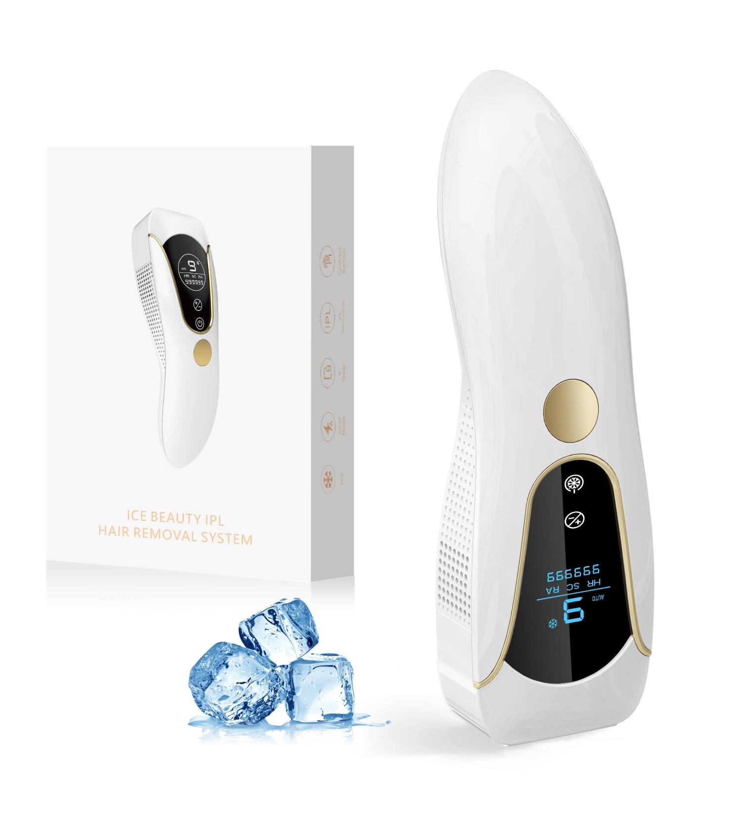 3-in-1 IPL Laser Hair Removal Device for Women and Men with Ice-cooling System - 999,999 Flashes, Lifetime Use - For Facial, Legs, Arms, Armpits - Buy Online on GoSupps.com