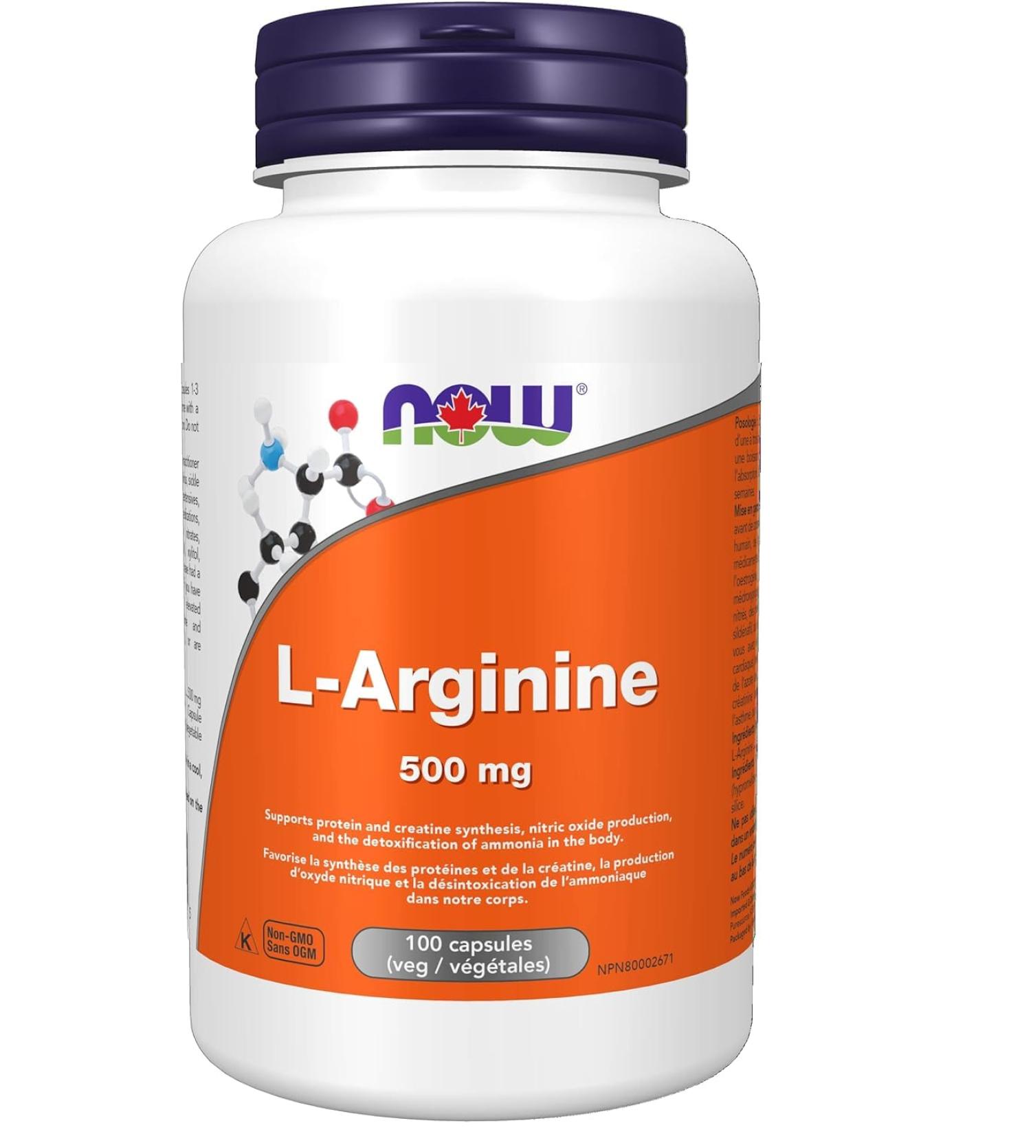 NOW Supplements L-Arginine 500mg Capsules 100 Count - Buy Online on GoSupps.com