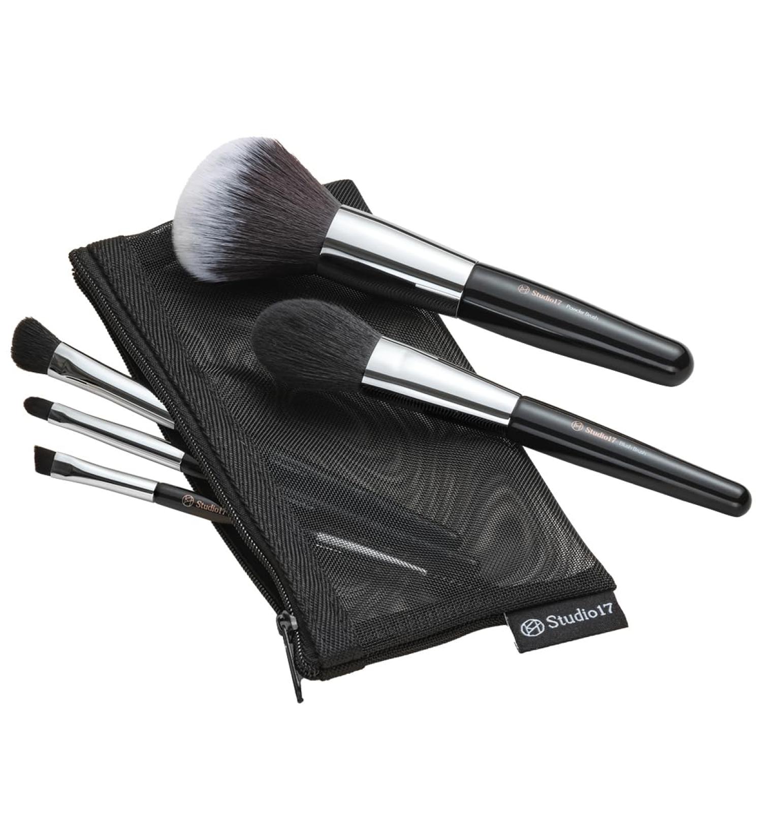 Travel Makeup Brush Set - 5 Pcs Essential Face & Eye Brushes | Portable Travel Makeup Kit with Pouch & Brush Cover | Shop Now for International Delivery - Buy Online on GoSupps.com