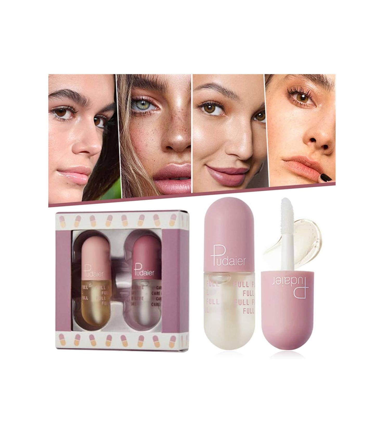 ZITIANY Lip Plumper Set - Natural Lip Care Serum for Moisturized, Plump Lips - Beautiful Day & Night Gloss - 2PCS Set - Buy Online on GoSupps.com