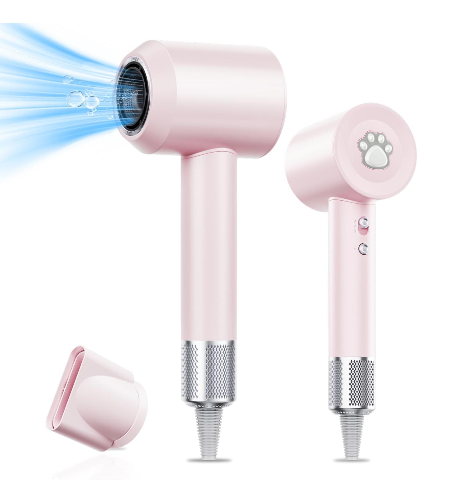 High-Speed 105 000 RPM Ionic Hair Dryer Lightweight Travel Blow Dryer with Magnetic Nozzle (Pink - Buy Online on GoSupps.com