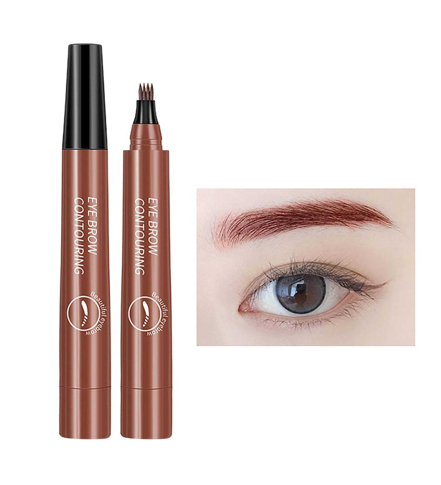 Eyebrow Marker Waterproof 4 Point Liquid Eyebrow Pencil Eyebrow Marker Black For Nature Simulation Wild Eyebrows Quick Dry Long Wear No Smudge Red Brown - Buy Online on GoSupps.com
