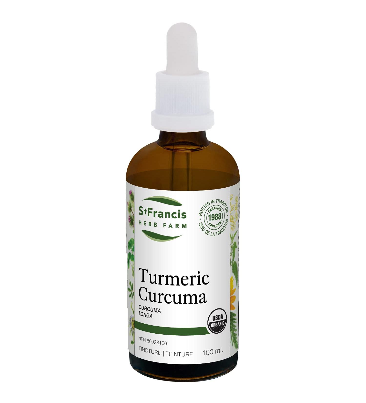 St. Francis Herb Farm Turmeric Herbal Tincture Liquid | Relieves Inflammation & Joint Pain | Anti-Inflammatory | Antioxidant | Gluten-Free | Organic | Non-GMO | Lactose-Free | (100ml) - Buy Online on GoSupps.com