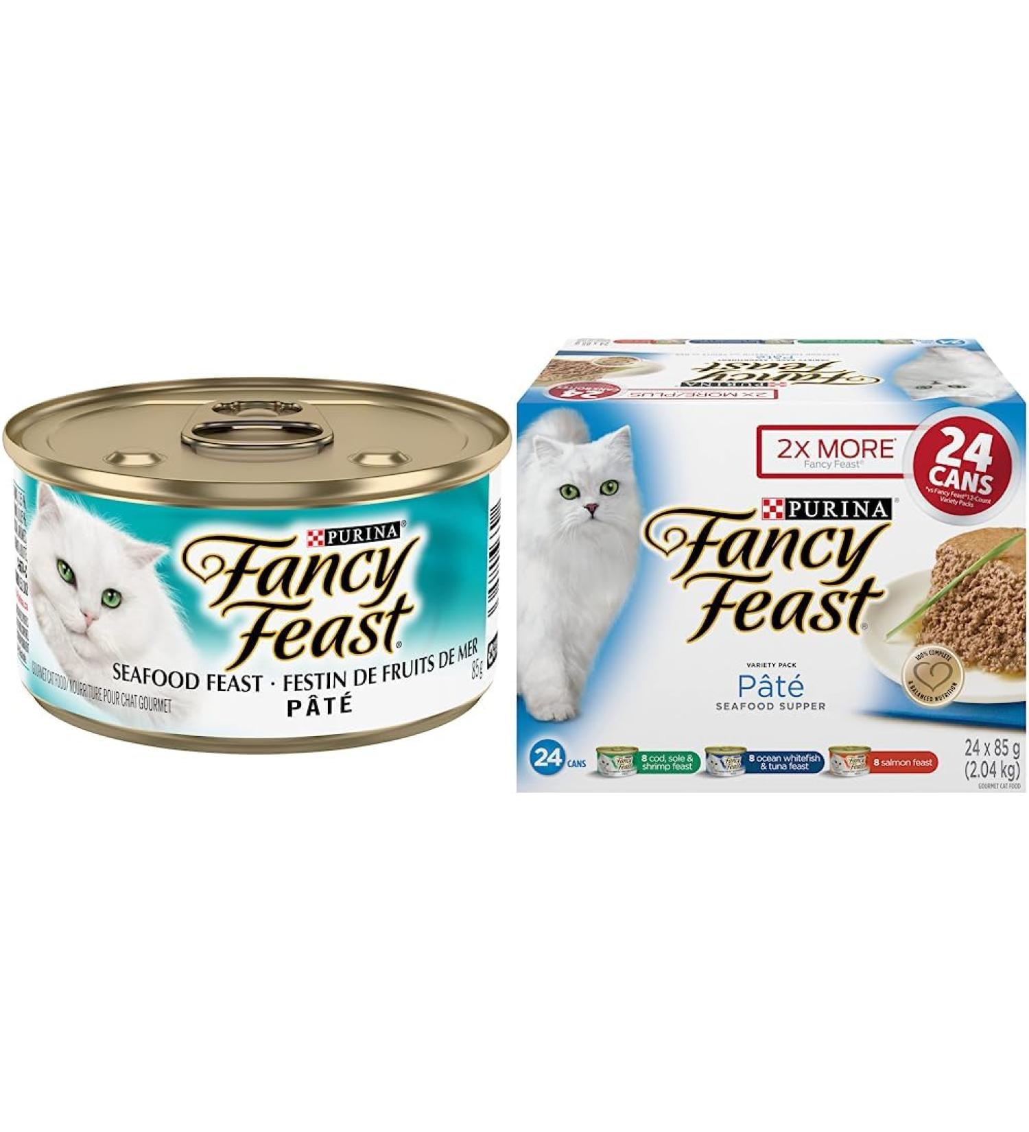 Fancy Feast Seafood Pate Wet Cat Food (85g 48 Cans) + Fancy Feast Seafood Supper P t Variety Pack (85g 24 Cans) Pet Food+ Wet Cat Seafood Food - Buy Online on GoSupps.com