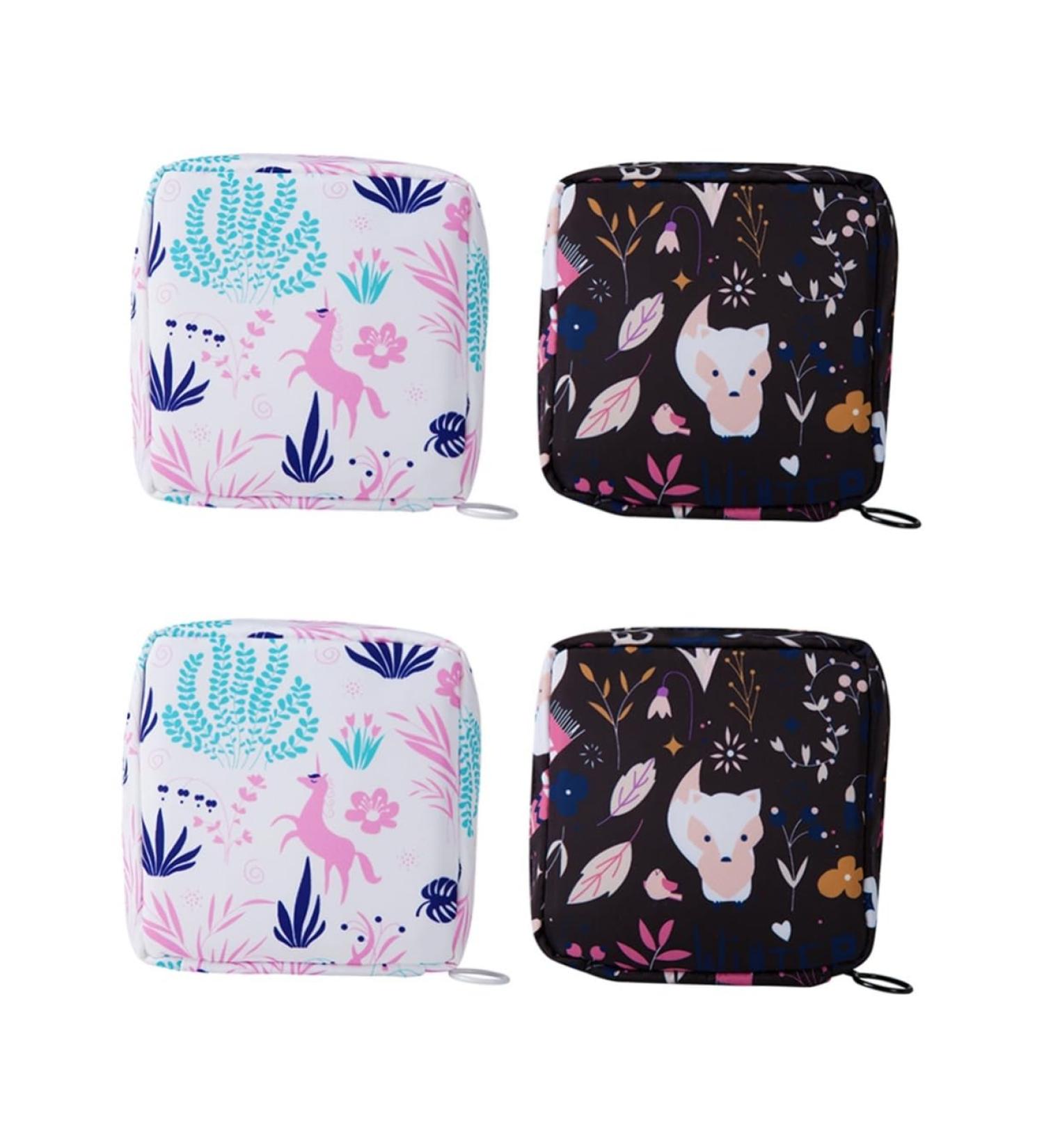 Buy Lurrose 2 PCS Napkin Holder & Sanitary Napkin Storage Bag | Travel-Friendly Menstrual Pad & Coin Pouch for Women Black Nylon Mini Purse - Buy Online on GoSupps.com
