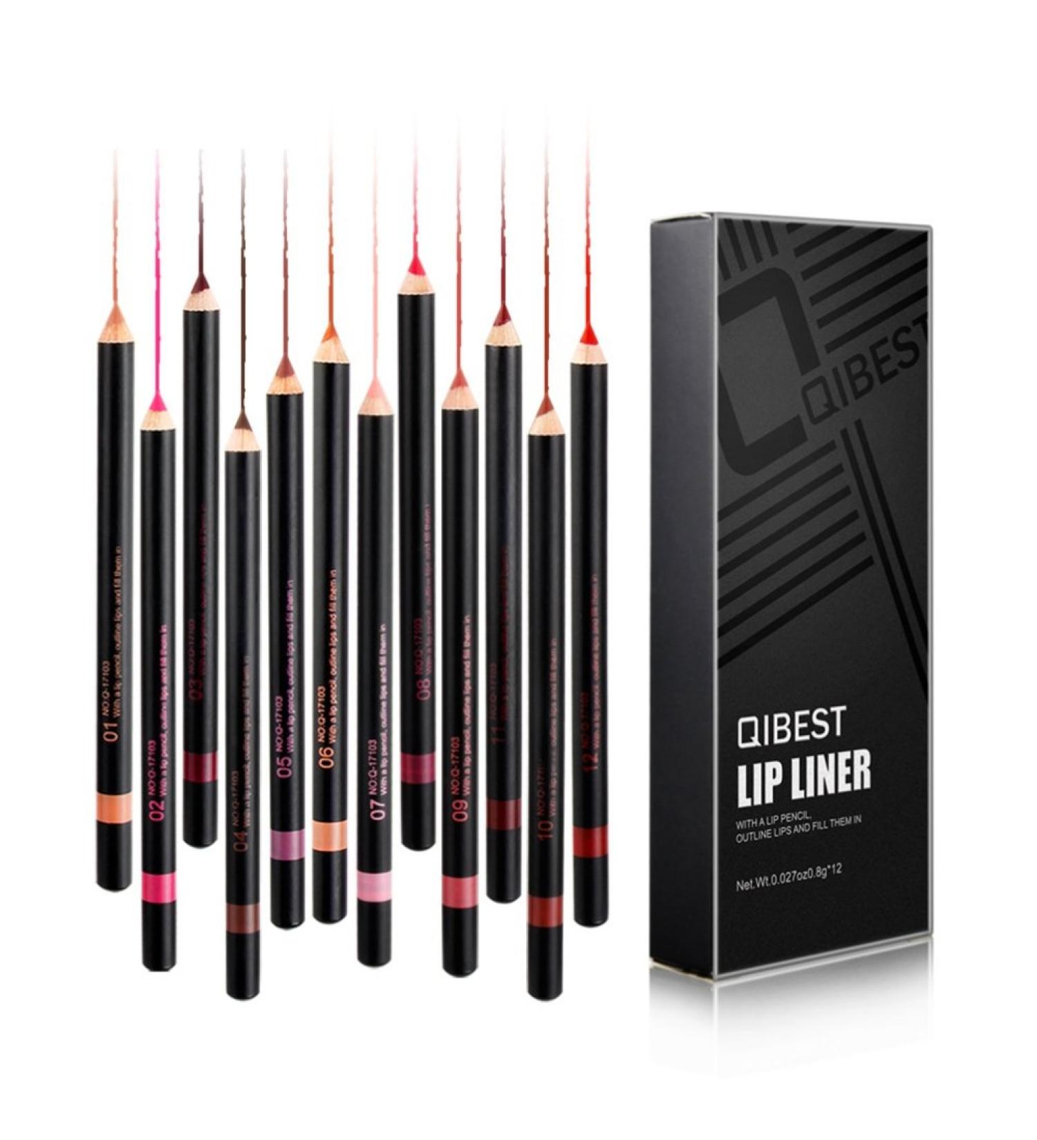 Allbesta 12 Colors Matte Lip Liner Set - Waterproof Long Lasting Retro Red & Pink Shades - Perfect for International Shipping - Buy Online on GoSupps.com