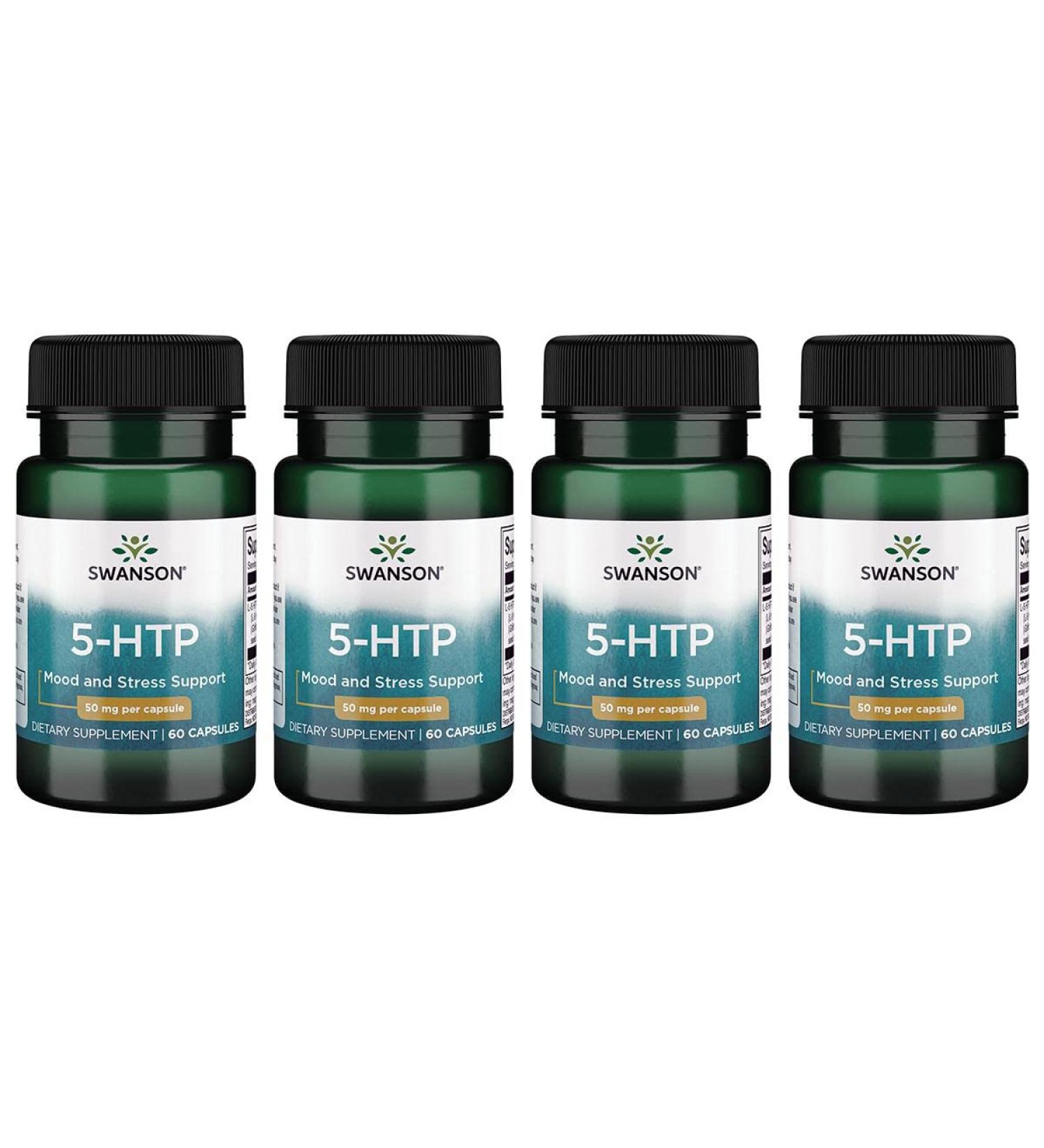Swanson Premium Amino Acid 5-HTP Extra Strength 50mg - 60 Capsules (4 Pack) | Buy Internationally - Buy Online on GoSupps.com