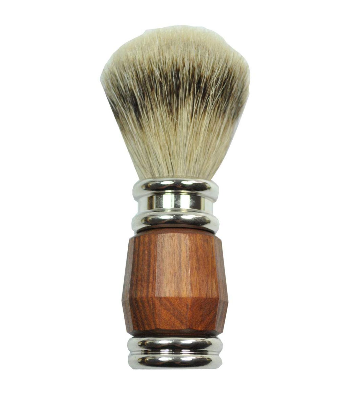 Golddachs shaving brush 100% silver plucked rosewood silver chrome