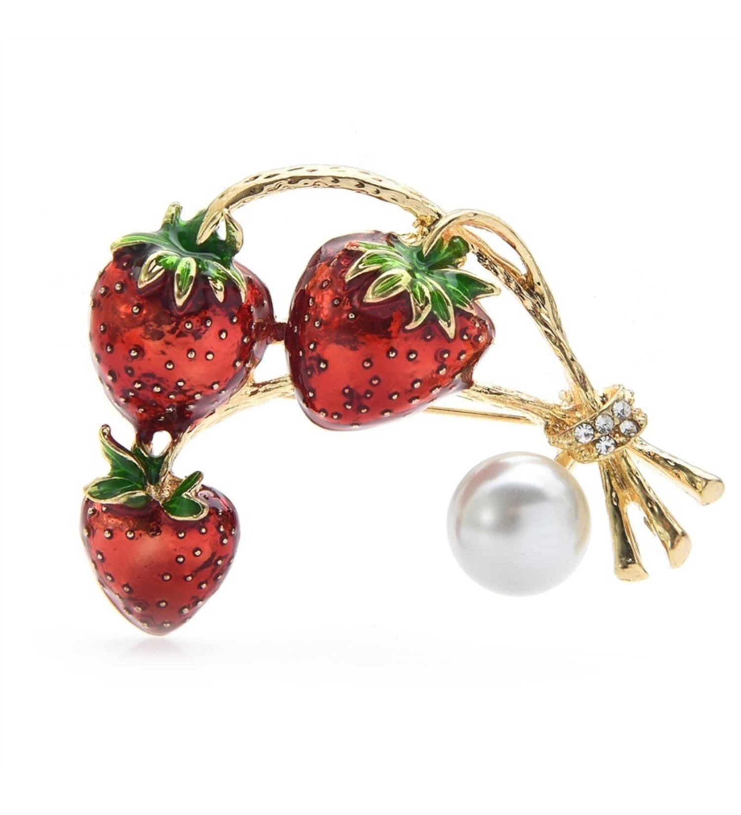 Pin Jewelry Gifts for Women Ladies Fashion Accessories Red Enamel Strawberry Brooch Beauty Strawberry Brooch Pin Party Brooch Brooches & Pins - Buy Online on GoSupps.com