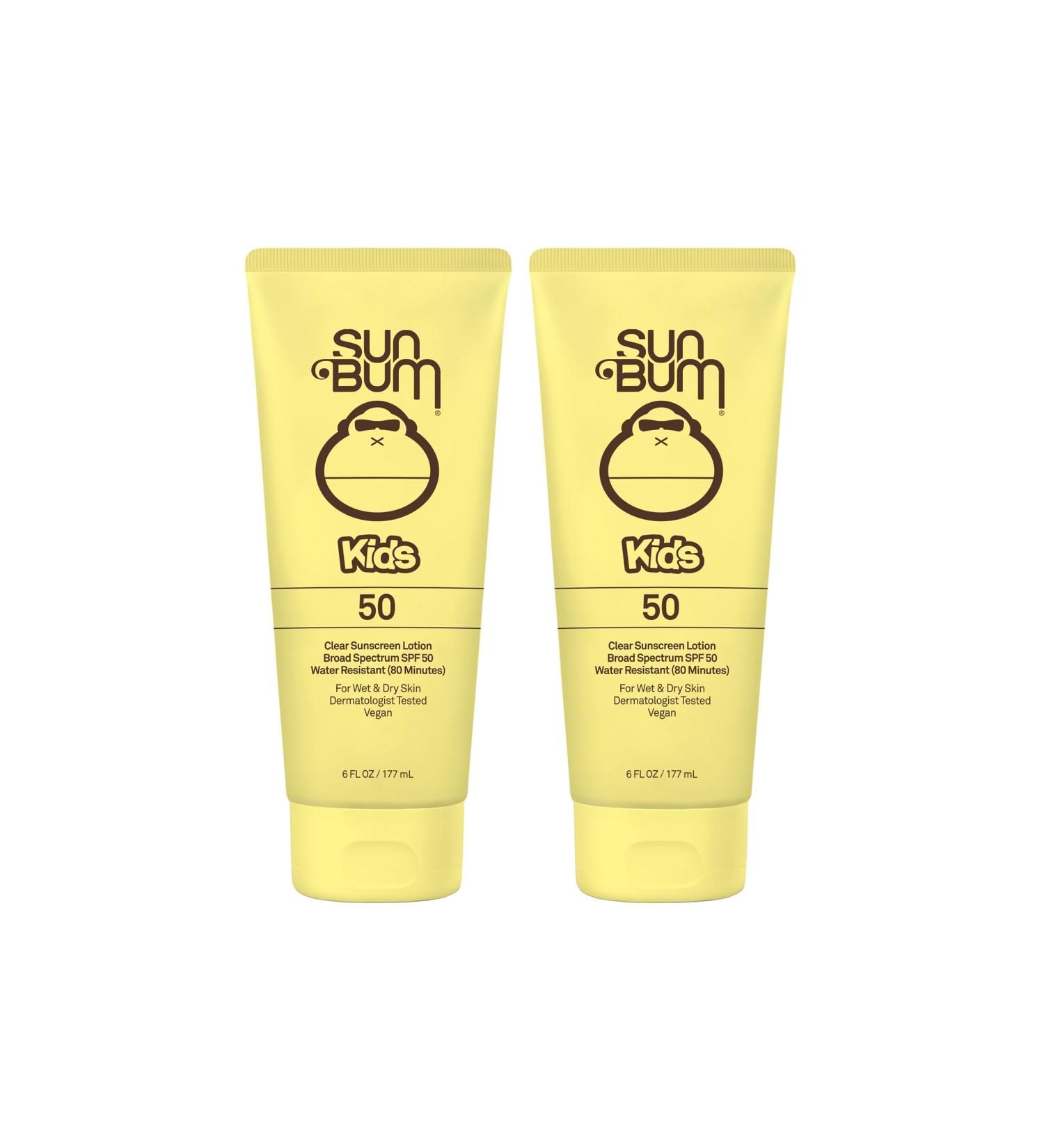 Sun Bum Kids SPF 50 Clear Sunscreen Lotion - Reef Friendly Broad Spectrum UVA/UVB - 6 oz (Pack of 2) | Wet & Dry Application - Buy Online on GoSupps.com