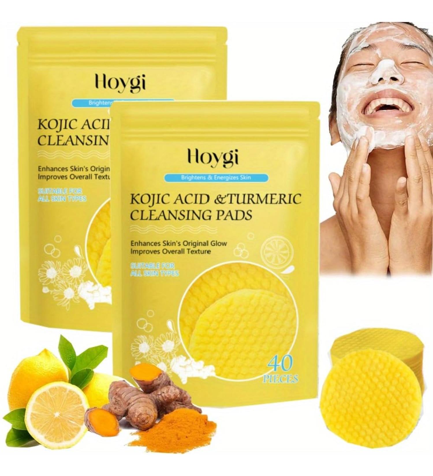 Turmeric Cleansing Pads with Kojic Acid - Balancing Skin Oil & Hydration Exfoliating Sugar Pads for Face & Body (80 Pads - Buy Online on GoSupps.com