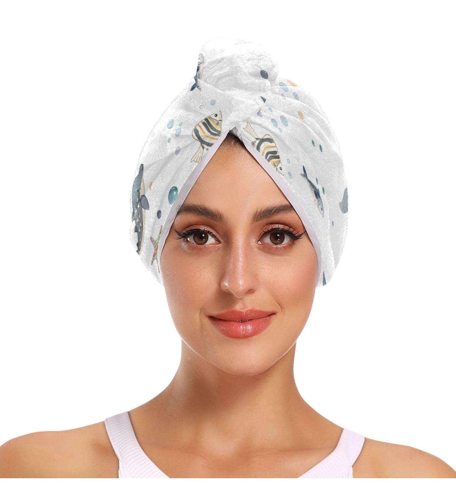 Super Absorbent Marine Animal Hair Towel 2 Pack - Quick Dry Turbans for Women & Girls - Perfect Hair Drying Solution - Buy Online on GoSupps.com