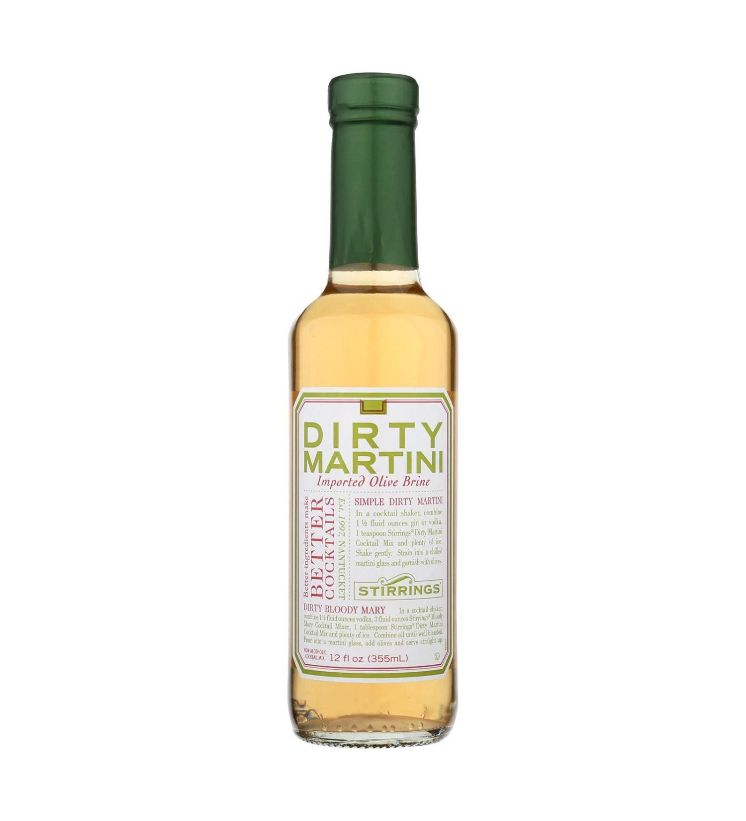 Stirrings All Natural Dirty Martini Cocktail Mixer - 12 ounce bottles | Pack of (6) - Buy Online on GoSupps.com