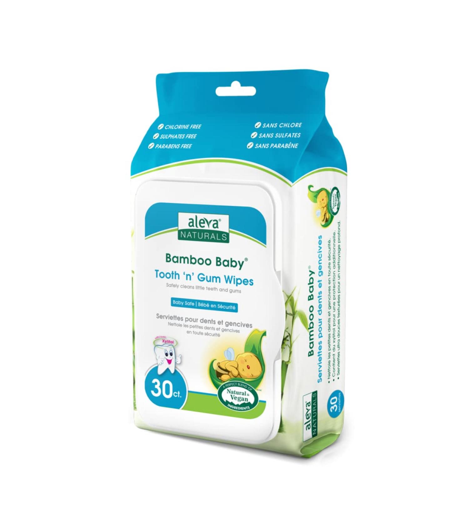 Aleva Naturals Bamboo Baby Wipes for Teeth & Gums - 30 Count - Buy Online on GoSupps.com