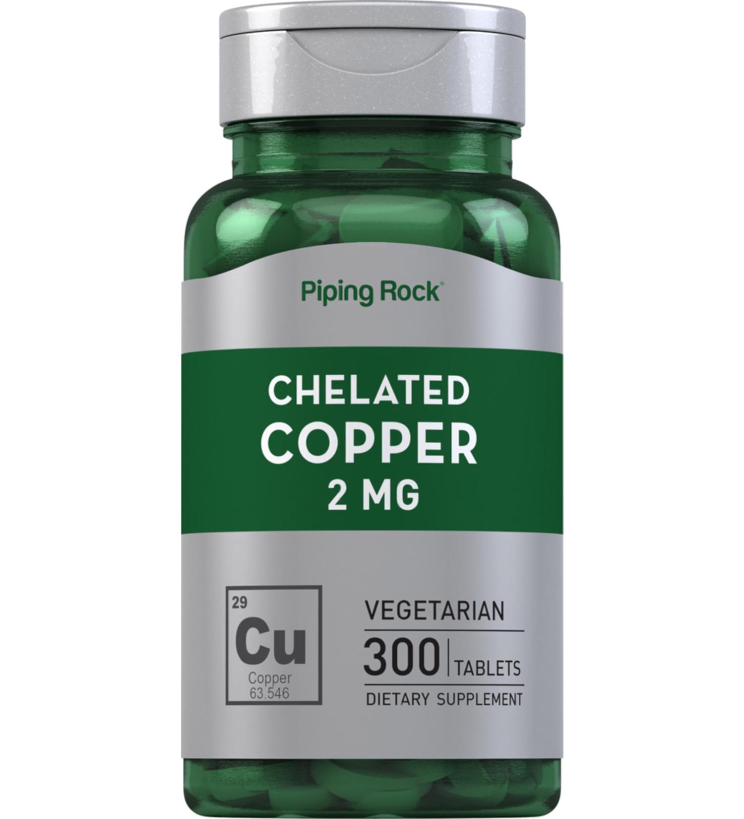 Piping Rock Chelated Copper 2 mg Supplement | 300 Tablets | Vegetarian Non-GMO Gluten Free - Buy Online on GoSupps.com