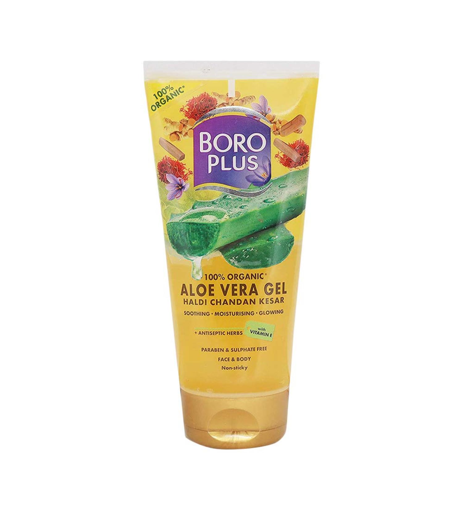Boro Plus Aloe Vera Gel with Haldi Chandan & Kesar - 150ml | Hydrating Skincare for All Skin Types - Buy Online Internationally - Buy Online on GoSupps.com