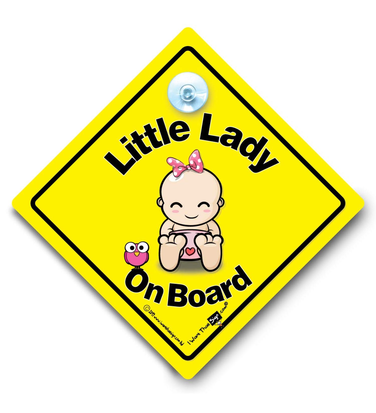 Little Lady On Board Car Sign Baby on Board Sign Style Suction Cup Baby Sign