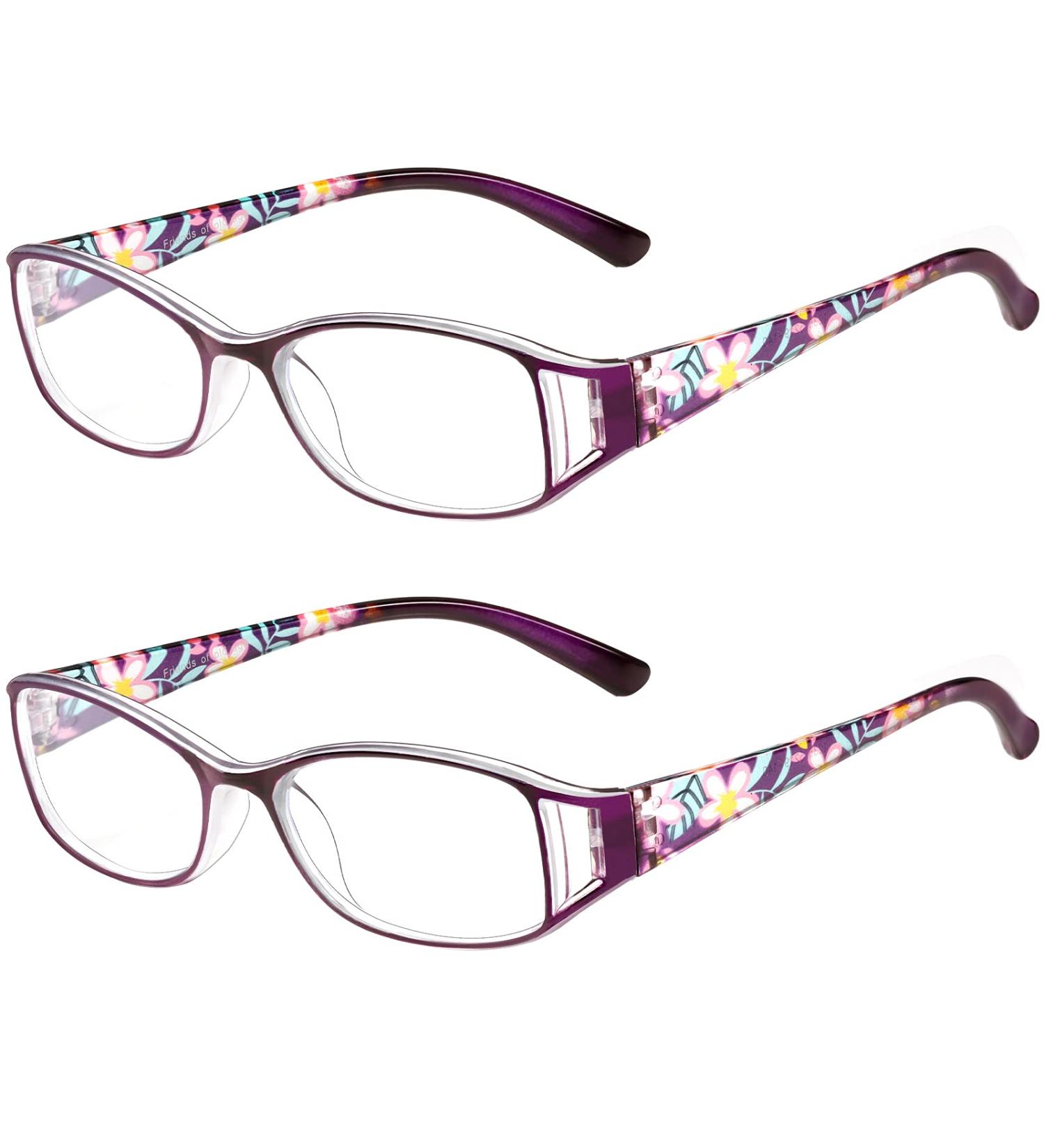 Sangaime Anti Blue Light Reading Glasses for Women & Men - Stylish Purple 1.5x Computer Glasses with Patterned Design - Buy Online on GoSupps.com