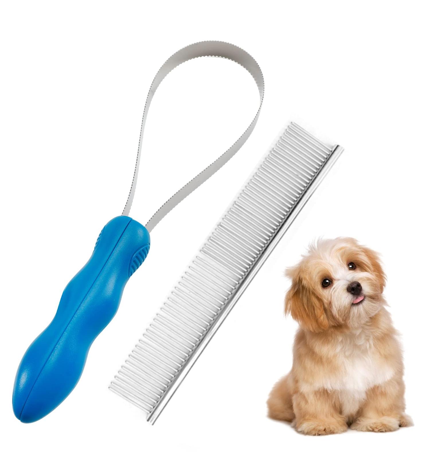 2 Pcs Dual-Sided Dog Shedding Blade Pet Grooming Comb Set Blade for Large Dog Cats Dogs Shedding Brush Tool with Stainless Steel Blade - Buy Online on GoSupps.com
