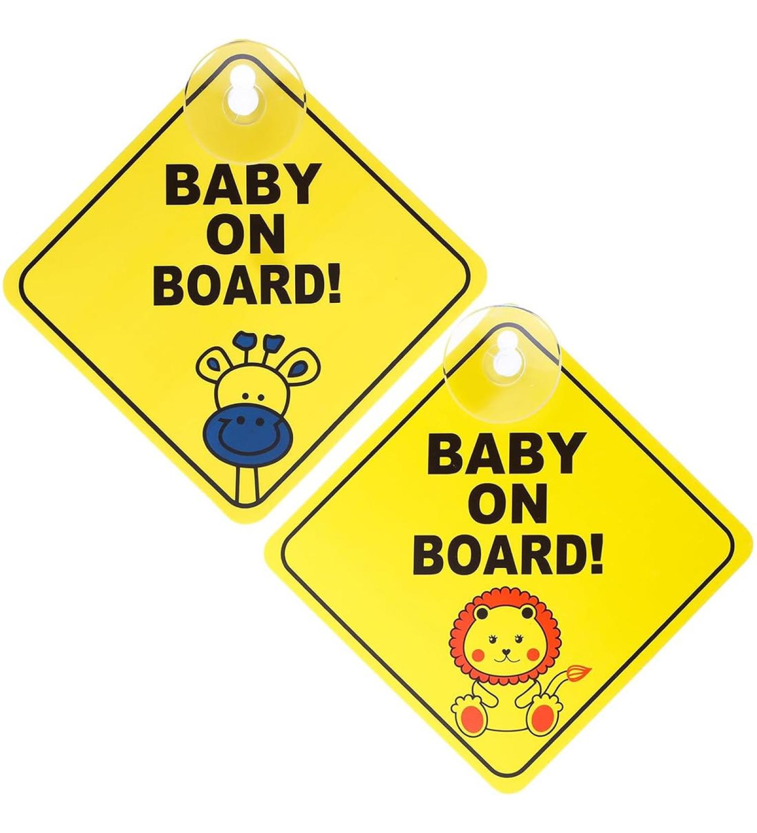 Plabbdpl Baby On Board Car Warning Signs - 2-Piece Safety Stickers with Suction Cups | Perfect for Car Windows (12x12 cm) - International Shipping Available - Buy Online on GoSupps.com