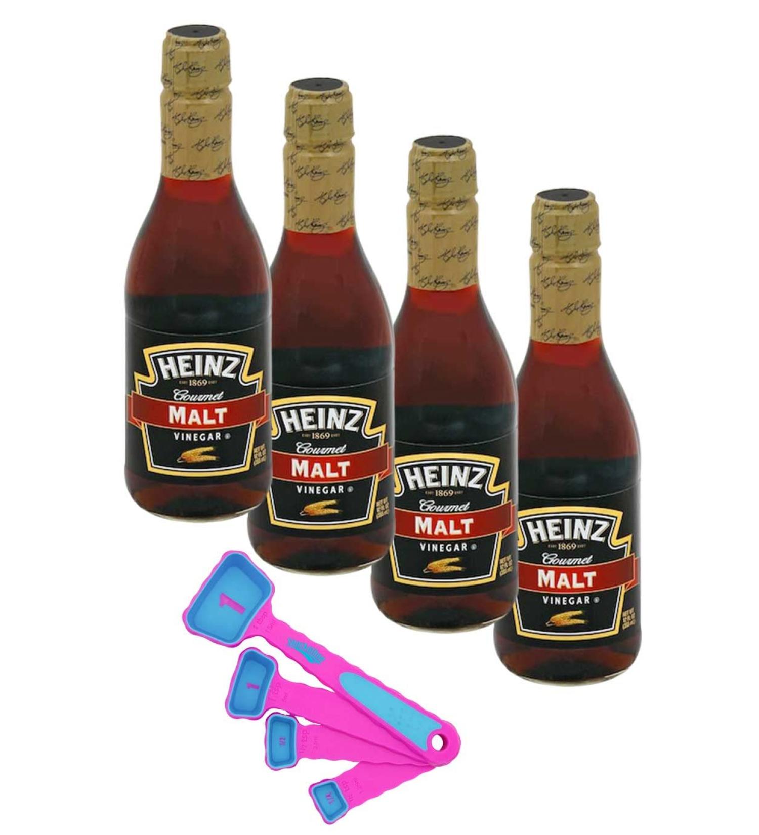 Malt Vinegar 12oz Pack of 4 with Measuring Spoons - Premium Quality - Buy Online on GoSupps.com