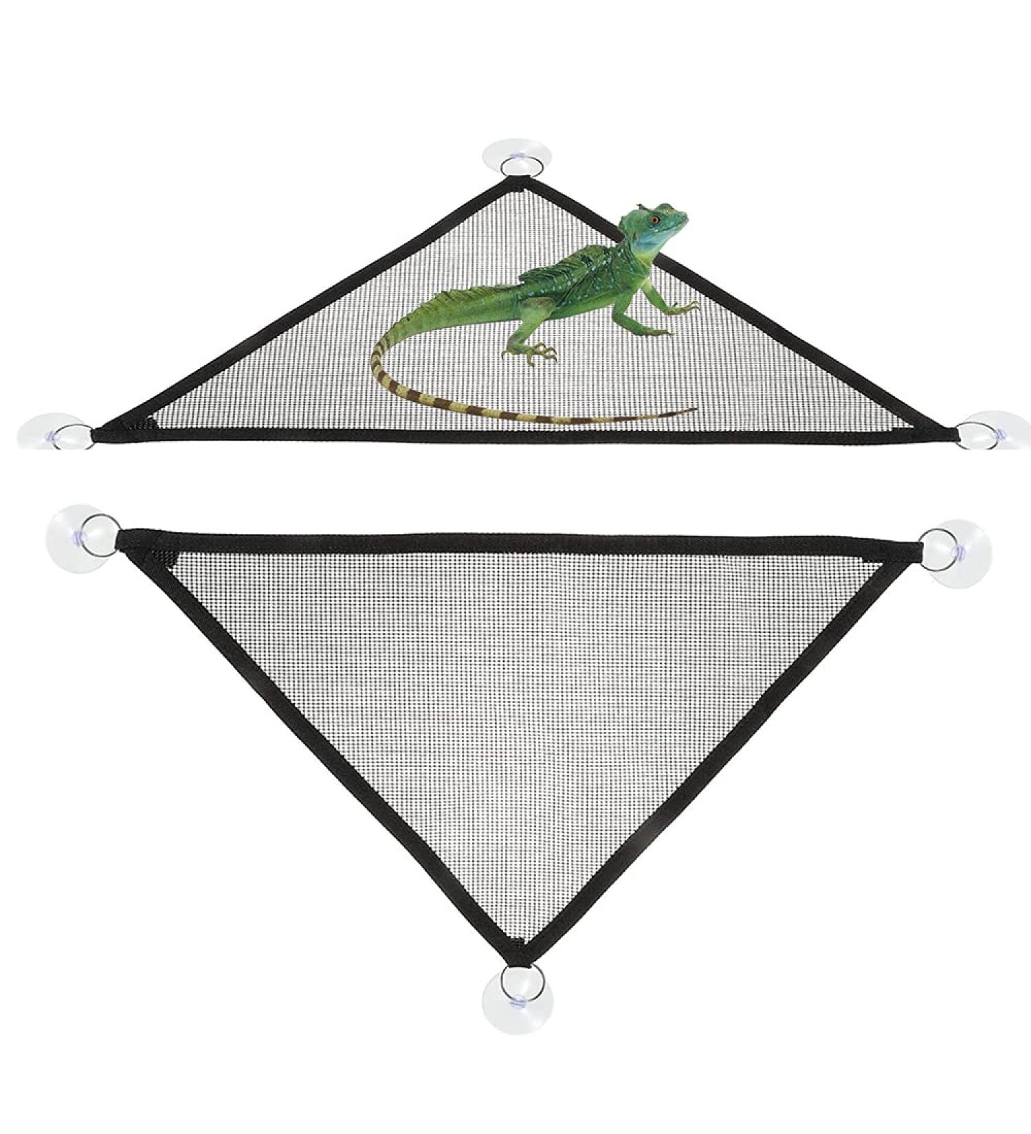 QUUPY 2 Reptile Hammock Set Triangle Breathable Net Breathable Mesh Lizard hammock for Large and Small Bearded Dragons Anoles Geckos Lizards or Snakes 33x33x48cm Black - Buy Online on GoSupps.com