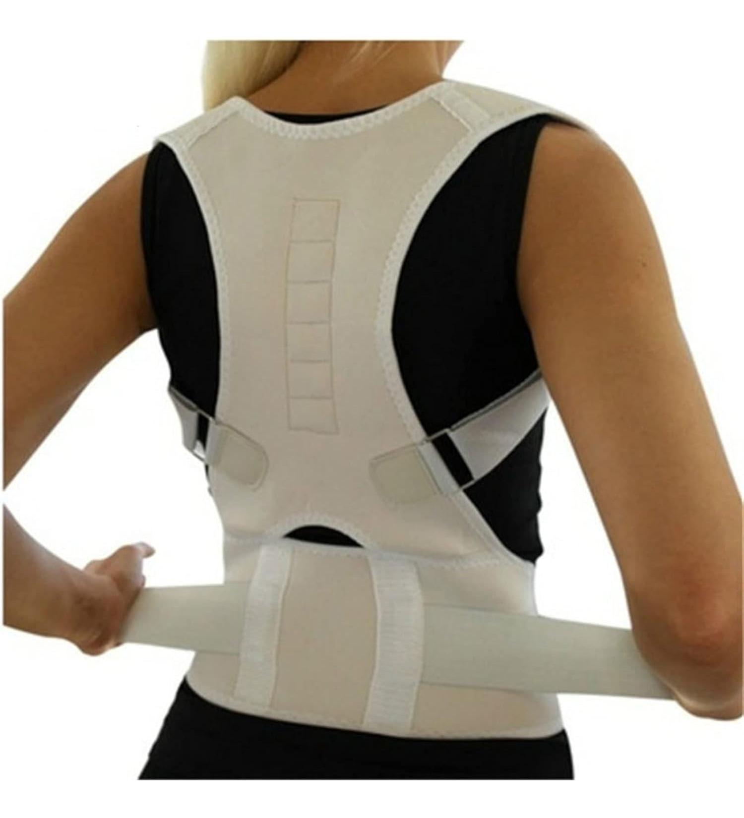 Back Corrector Adjustable Magnetic Posture Back Support Corrector Belt Band Belt Brace Shoulder Lumbar Strap Pain Relief Posture Waist Trimmer Health and Relaxation Beige XL Beige XL - Buy Online on GoSupps.com