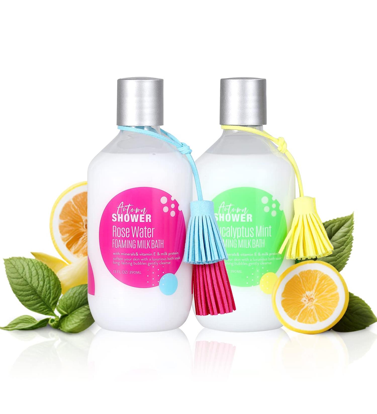 Autumn Shower Epsom Salt Bubble Bath Set - Rose Water & Eucalyptus Mint - 26 Fl Oz (2 Pack) - Buy Online on GoSupps.com